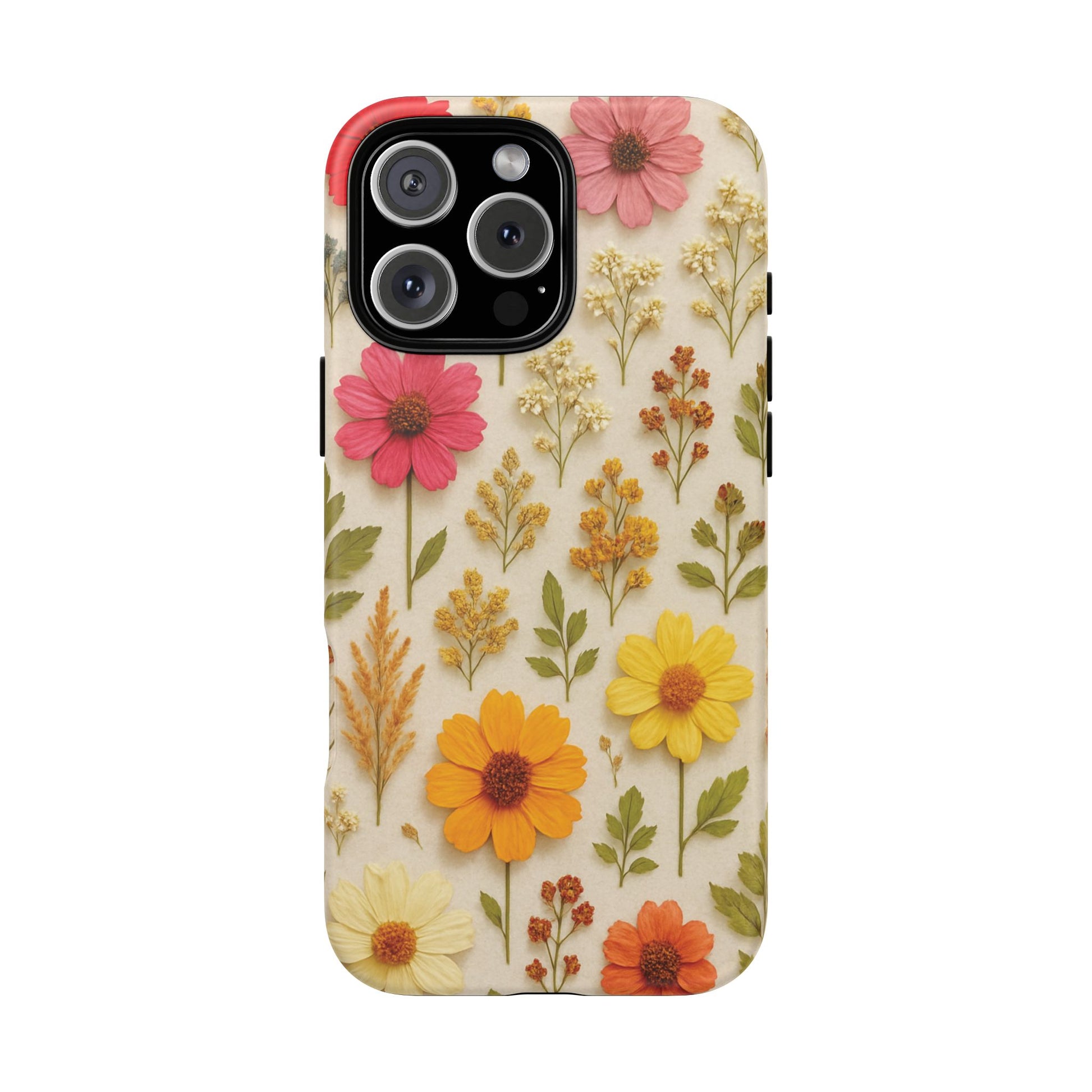 Dried Flowers Illusion Phone Case – Realistic Botanical Aesthetic, Colorful Pressed Floral Art, Trendy Nature-Inspired Protective Cover  iPhone & Samsung Models