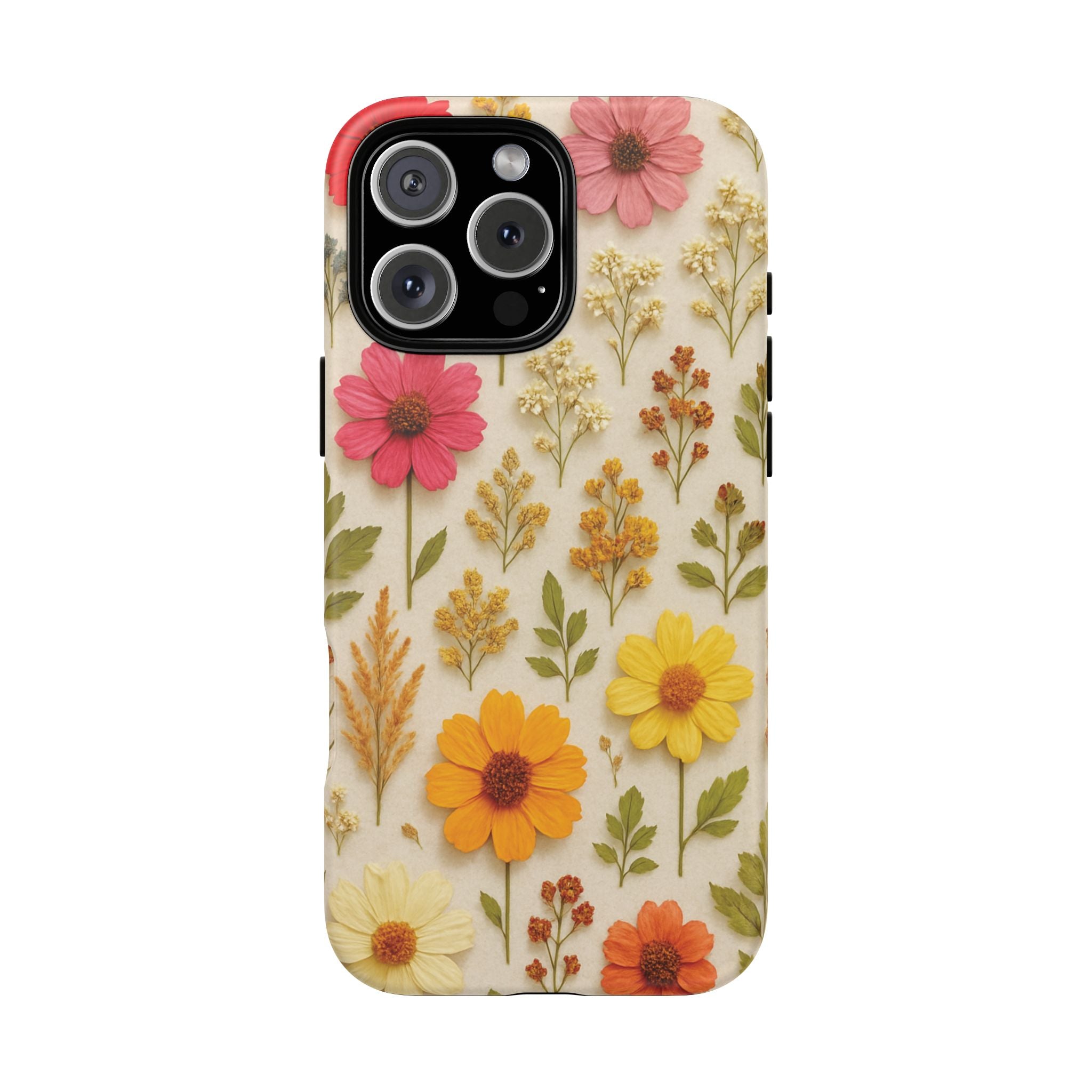 Dried Flowers Illusion Phone Case – Realistic Botanical Aesthetic, Colorful Pressed Floral Art, Trendy Nature-Inspired Protective Cover  iPhone & Samsung Models