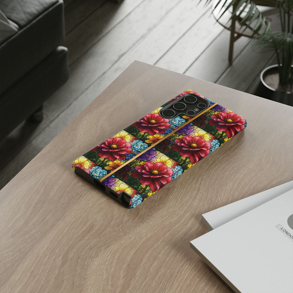 Stained Glass Illusion Floral Phone Case  3D Colorful Flower Design, Protective Christian Gift, Fits iPhone, Samsung, Google Pixel