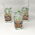 New House Floral Watercolor 16oz Pint Glass Delicate Blooms for Refreshing Sips Art Gifts, Party Drinkware, Cocktail Glass Housewarming Perfect Gift Party Drinkware, Cocktail, Wedding Perfect for Parties.