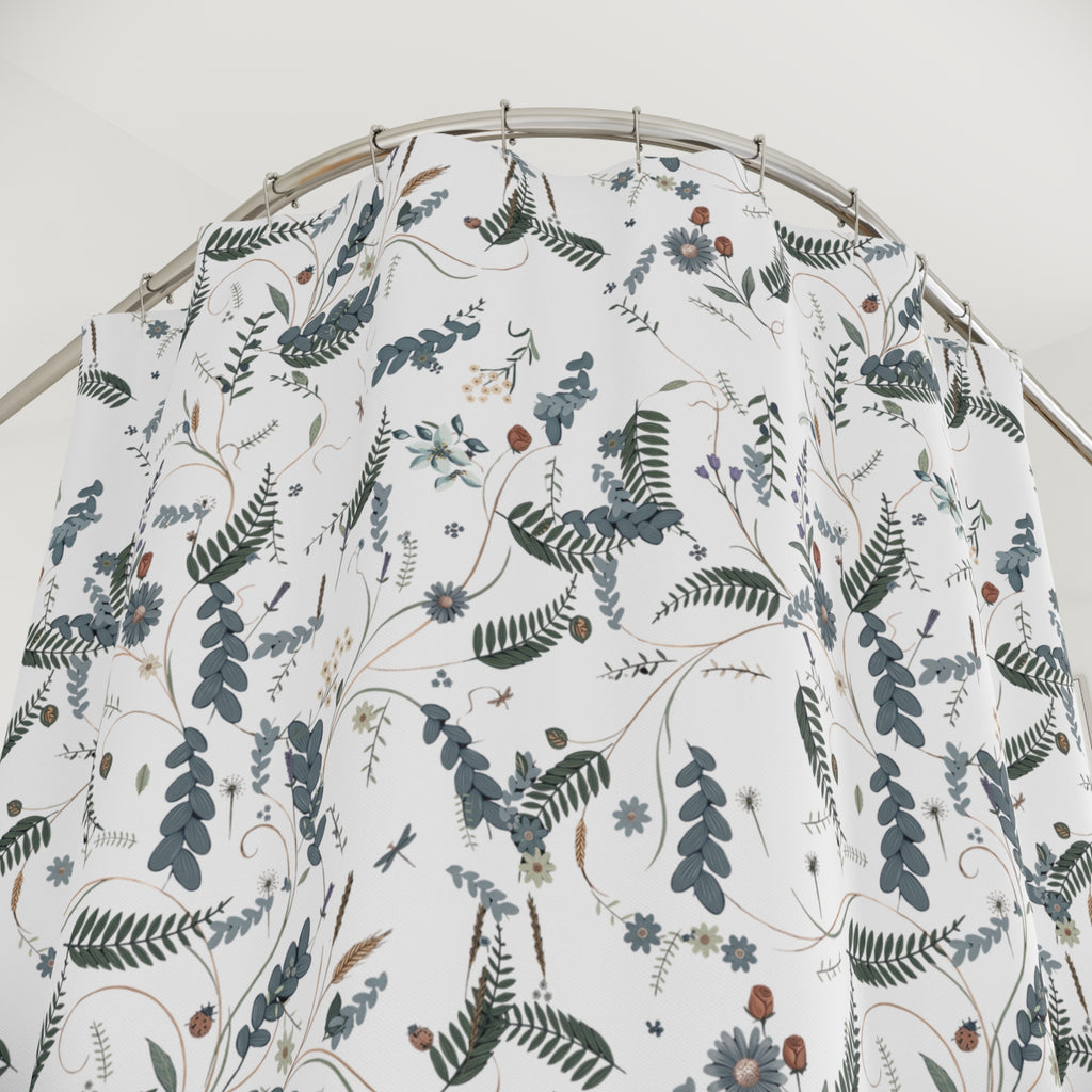 Botanical Floral Shower Curtain — Botanical Floral Bathroom Decor Housewarming Gift