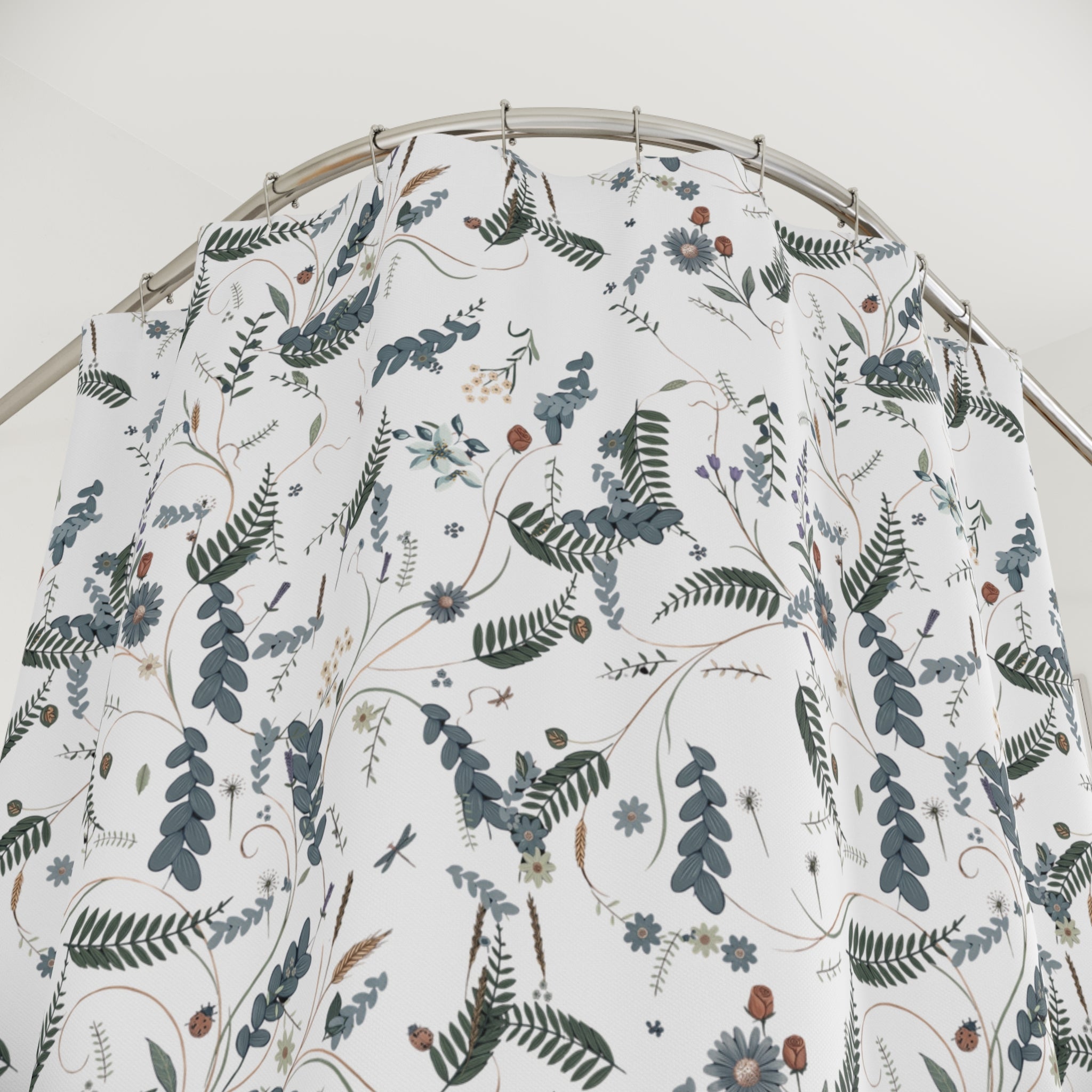 Botanical Floral Shower Curtain — Botanical Floral Bathroom Decor Housewarming Gift