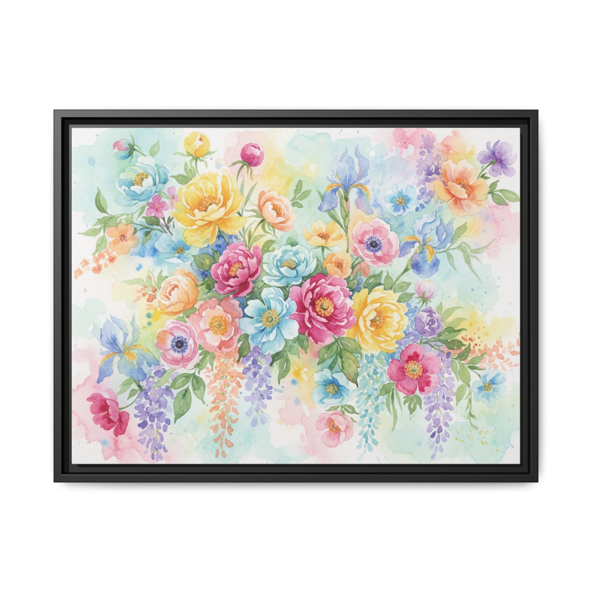 Watercolor Floral Bouquet Canvas, Framed Matte Wall Art | Multi-Color Wall Art