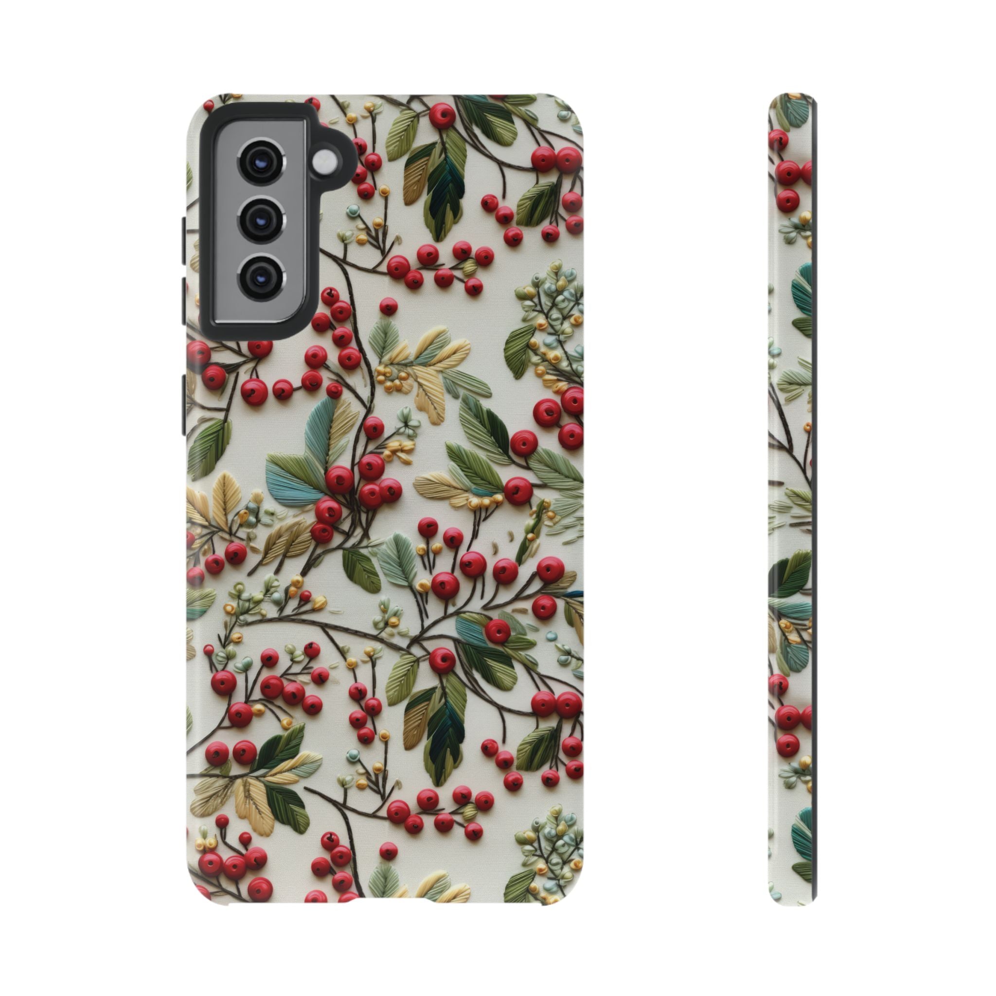 Holly Christmas Wildflowers Boho Chic Design Phone Case - Stylish, Protective Cover for All Models Gift for Mom Accessory Gift for Her