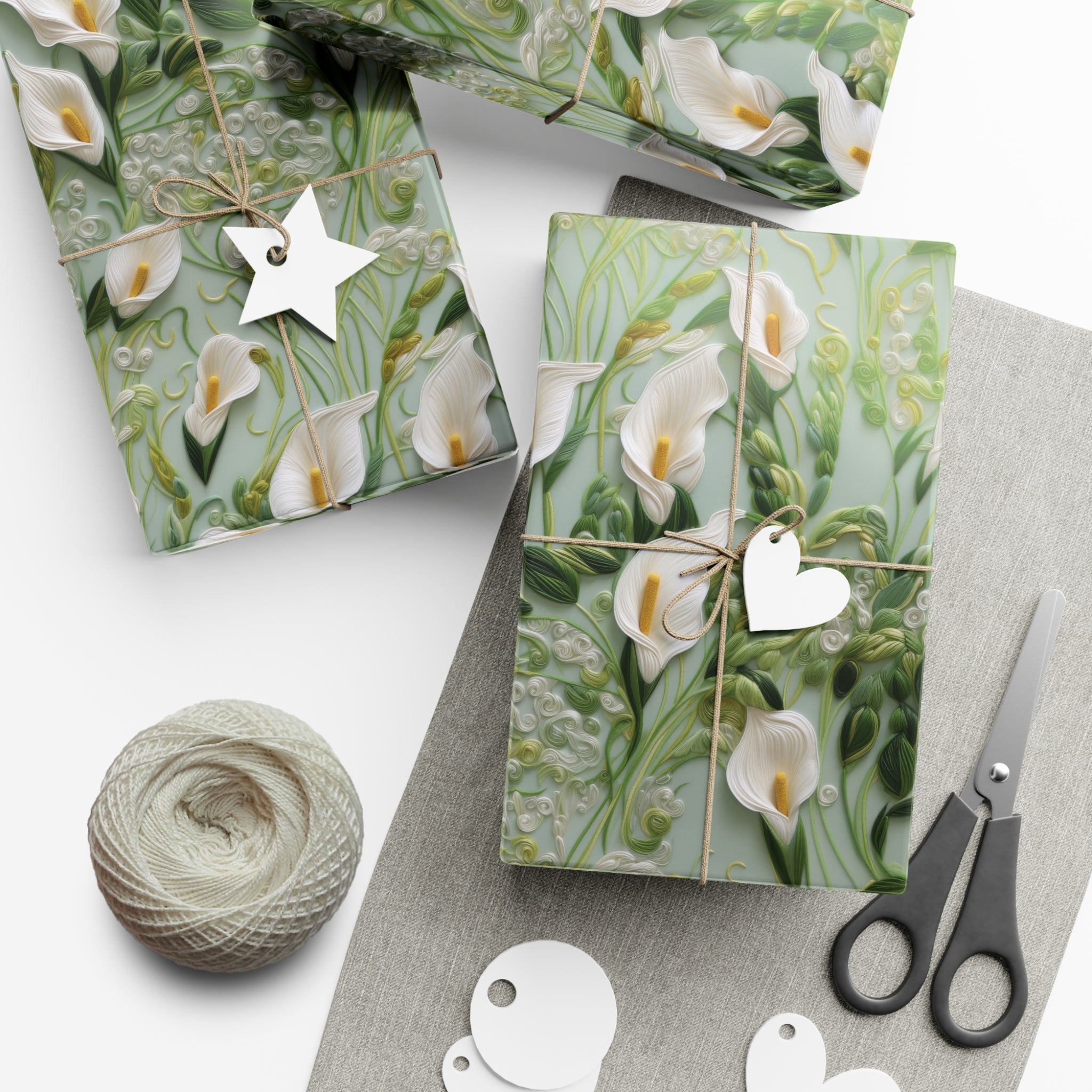 Elegant Calla Lily Wrapping Paper Beautiful Floral Design for Christmas, Birthdays & Special Occasions | Premium Gift Wrap for Nature Lovers Luxurious - MRSBYVALLE