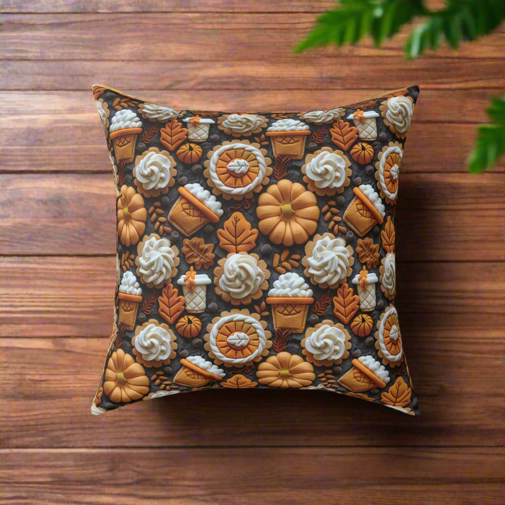 Pumpkin Spice Boho Fall 3D Illusion Square Pillow Cozy Autumn Decorative Accent for Home Decor | Soft, Stylish Throw Pillow for Couch, Bed, or Chair Home Decor Bridal Shower - MRSBYVALLE