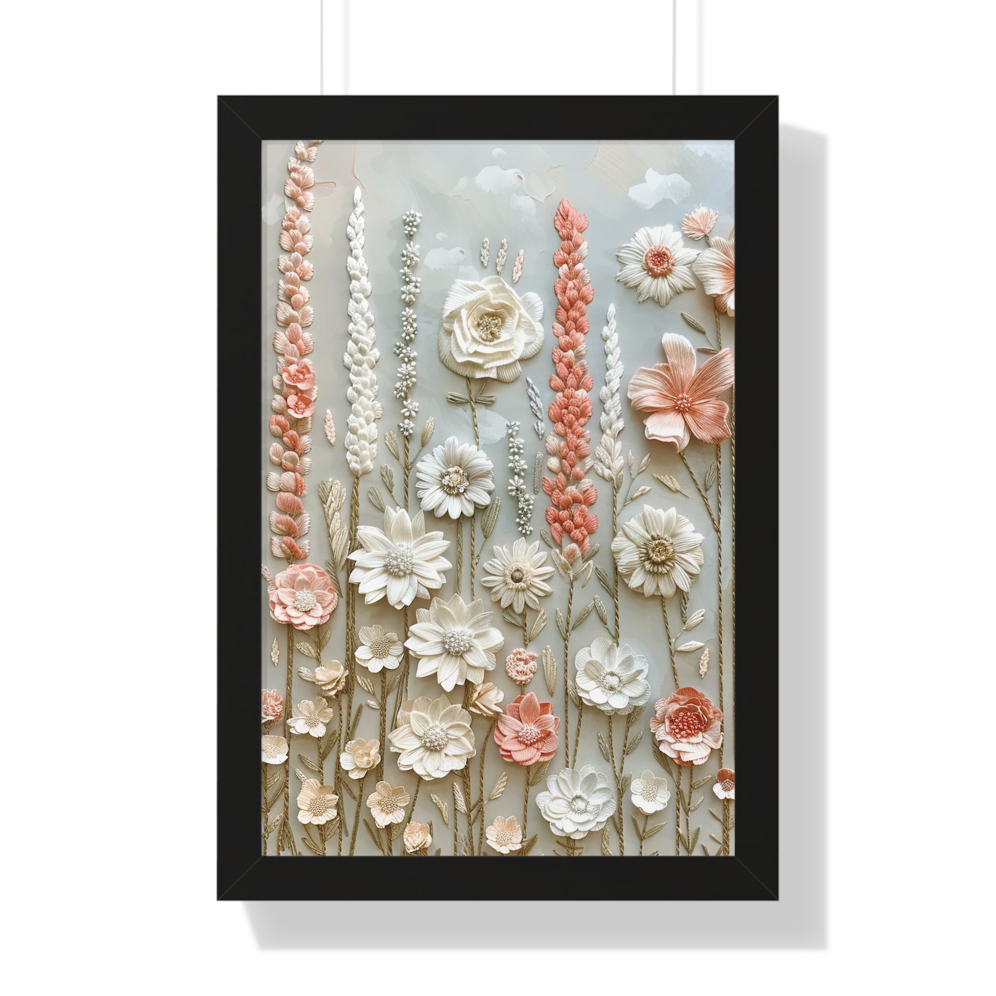 Delicate Pastel Floral Wall Art Captivating Blossom Patterns in Soft Hues and Elegant Home Décor Perfect for Living Rooms, Bedrooms, and Cozy Corners Encased in Black, White, or Walnut Frames with Durable Ready to Hang  Timelessly Crafted. - MRSBYVALLE