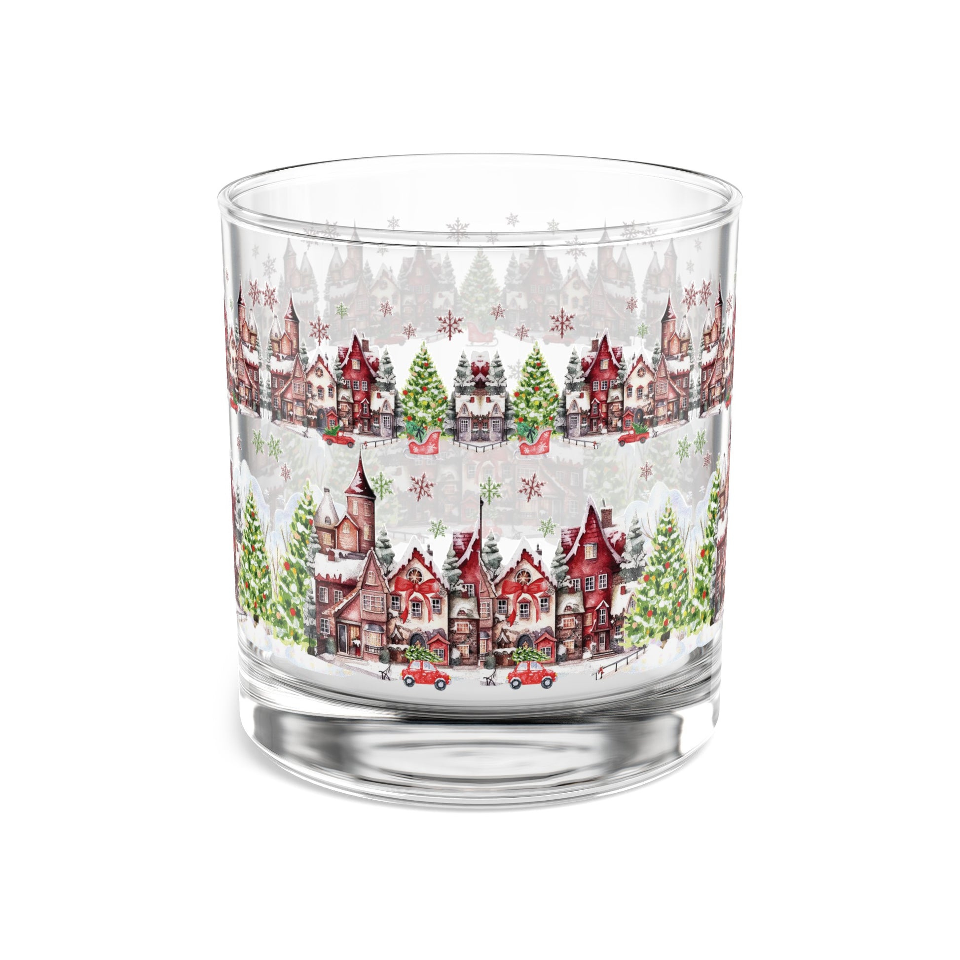 Village Glass Vintage Christmas Rocks Glass, 10oz Festive Holiday Drinkware with Classic Design, Perfect for Cocktails and Spirits, Ideal Gift for Christmas Celebrations and Home Décor - MRSBYVALLE
