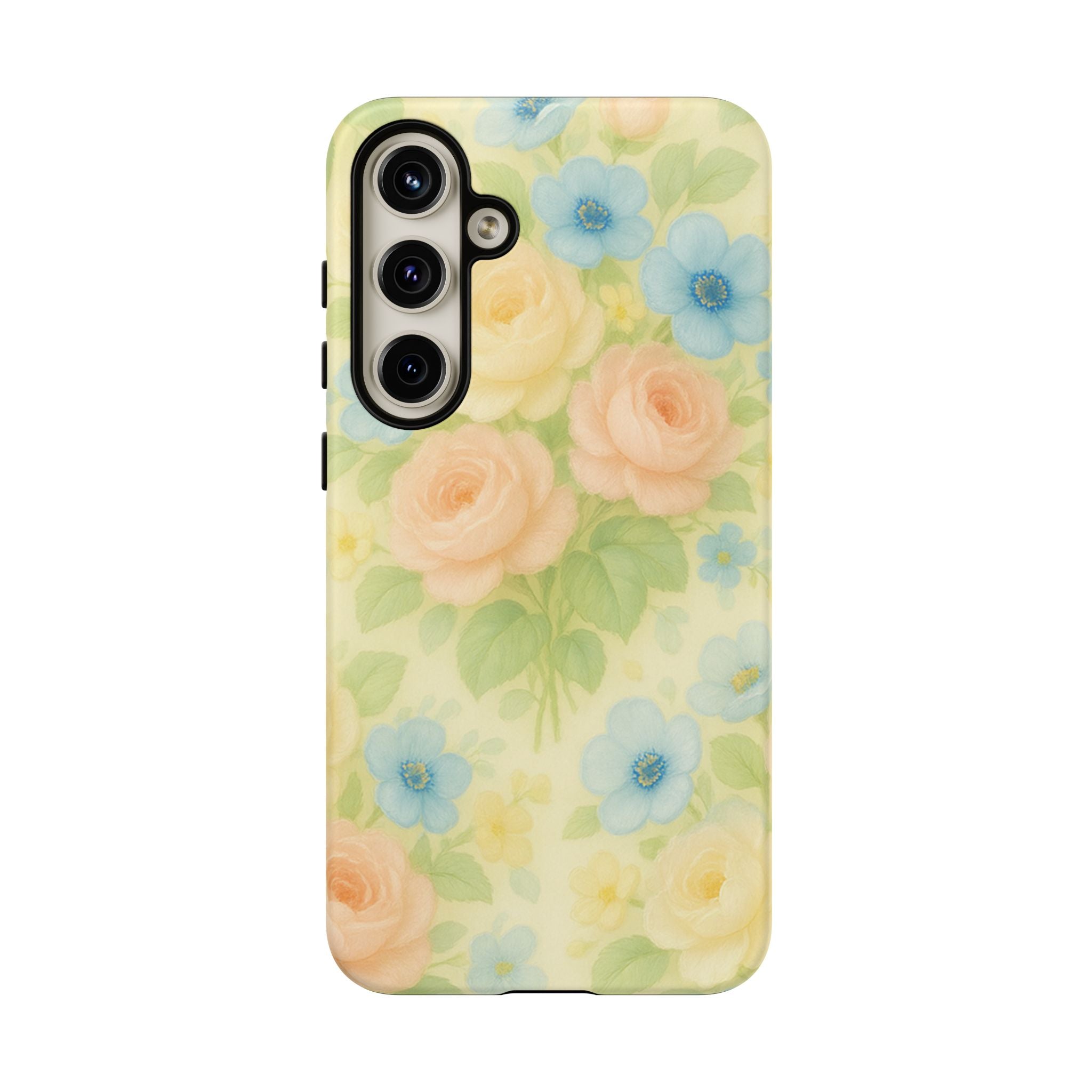 Pastel Yellow Vintage Floral Phone Case  Romantic Cottagecore Aesthetic, Soft Botanical Design, Protective Gift for Her, Fits iPhone & Samsung Models