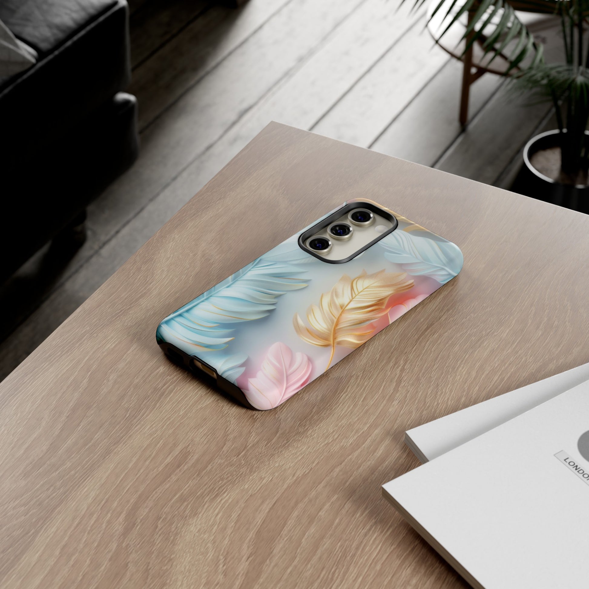 Pastel Feathers Protective Phone Case Gift for Her Phone 15, Samsung iPhone Samsung Gift for Her Case iPhone 15, Samsung iPhone Samsung Accessory Gift for Her