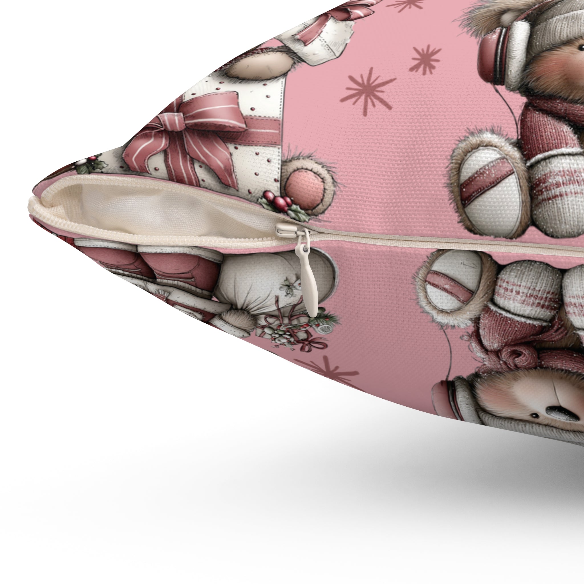 Whimsical Pink Teddy Bear Pillow Cozy Decorative Accent for Holiday  Everyday Comfort