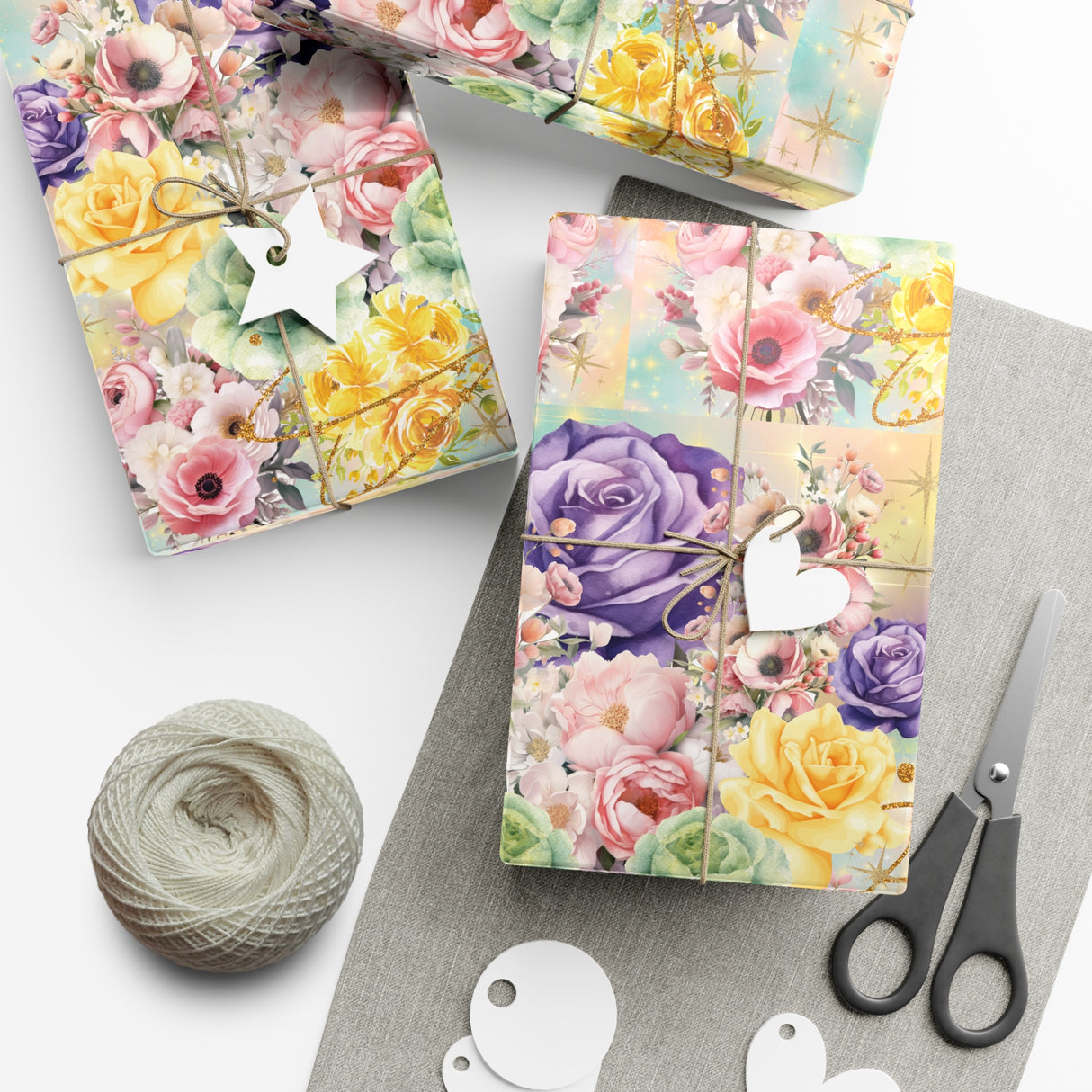 Pastel Floral Wrapping Paper | Vibrant Seasonal Blooms | Perfect for Birthdays, Special Occasions | Premium Quality Gifts Moms Weddings