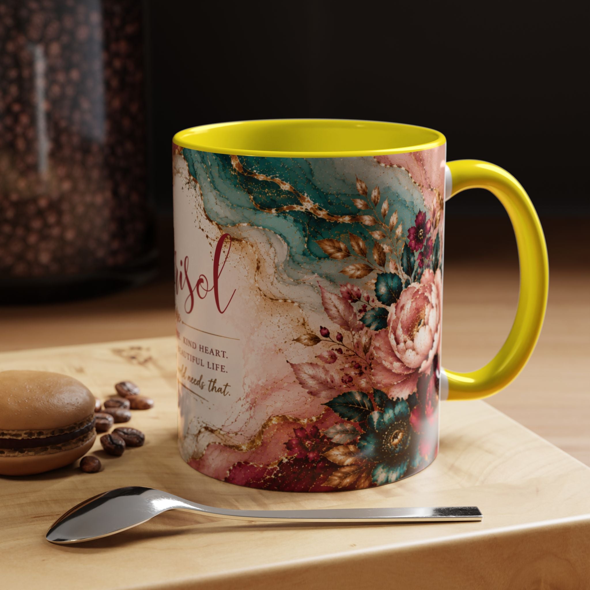 Personalized Name Mug for Women, Inspirational Color Handle Coffee Mug, 11 oz or 15 oz Gift for Her