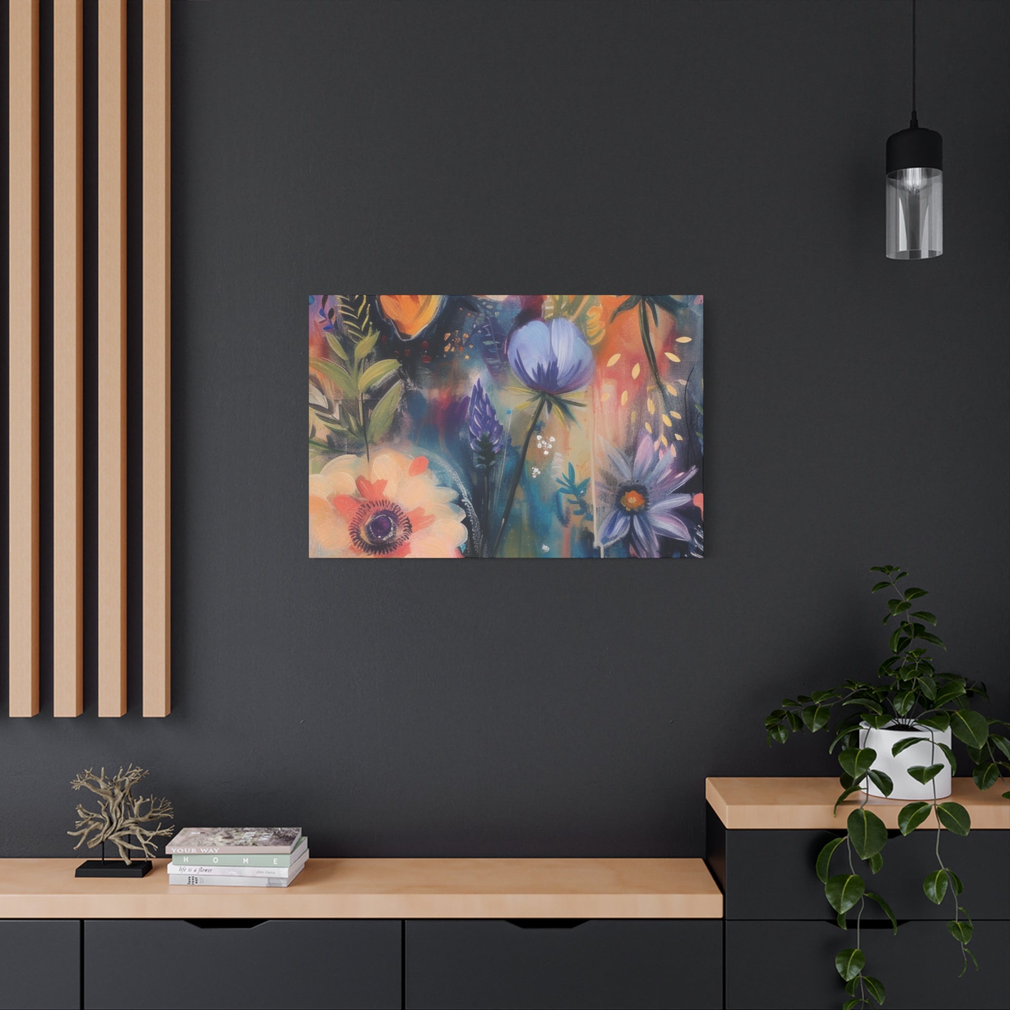 Boho Floral Wall Art Matte Canvas Stretched, Vibrant Botanical Design, Perfect for Living Room, Bedroom, or Office Decor, Adds a Stylish Touch to Any Space1.25" - MRSBYVALLE