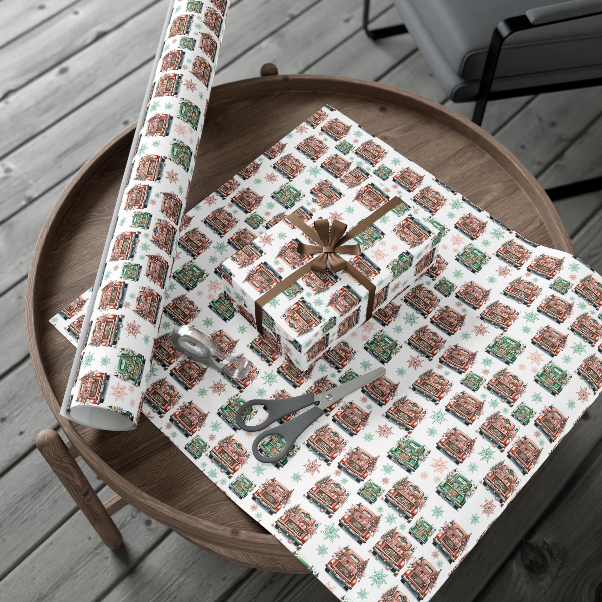 Charming Pink & Mint Green Christmas Pickup Gift Wrap Paper – Festive and Unique Holiday Wrapping, Perfect for Adding a Playful Touch to Your Gifts - MRSBYVALLE