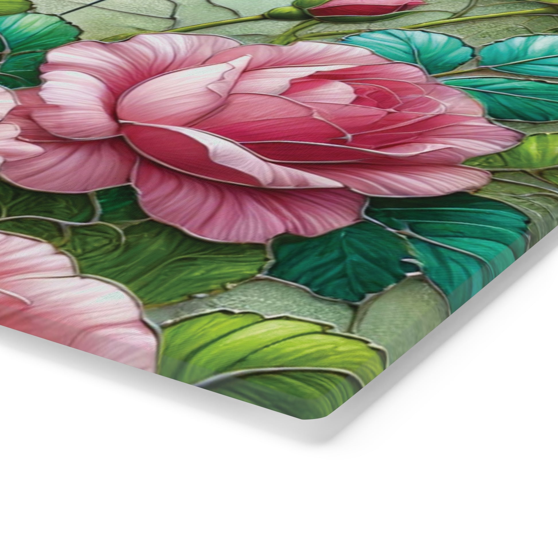 Elegant Stained Glass Cutting Board with Roses Durable Tempered Glass, Decorative Functional Kitchen Accessory, Perfect for Chopping, Serving, & Gifting | Rose Design New House Gift - MRSBYVALLE