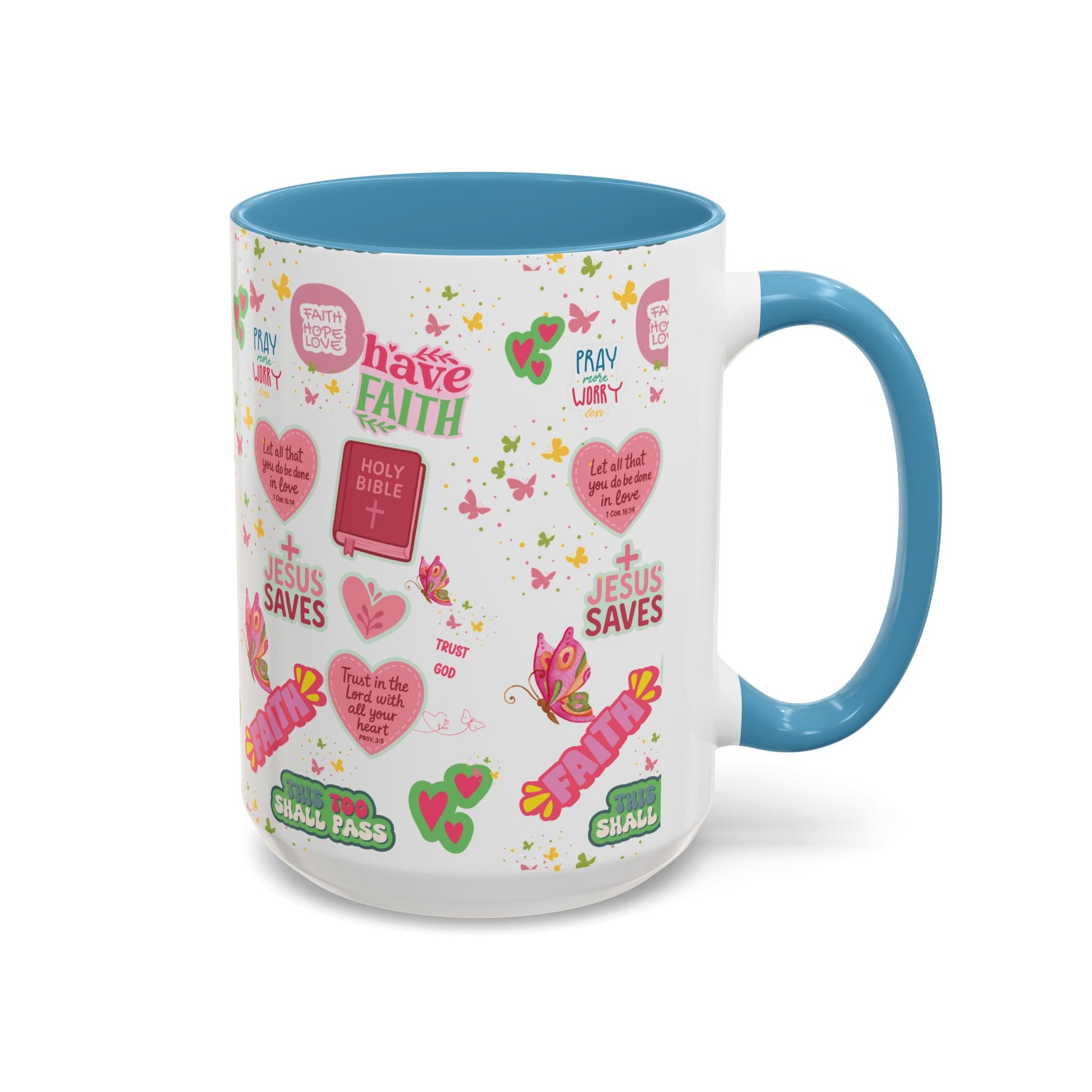 Start Your Day with Faith | Christian Mug with Bible Verse | Inspirational Gift for Christians | 11oz and 15oz Ceramic Coffee Mug Cozy Spring Mornings