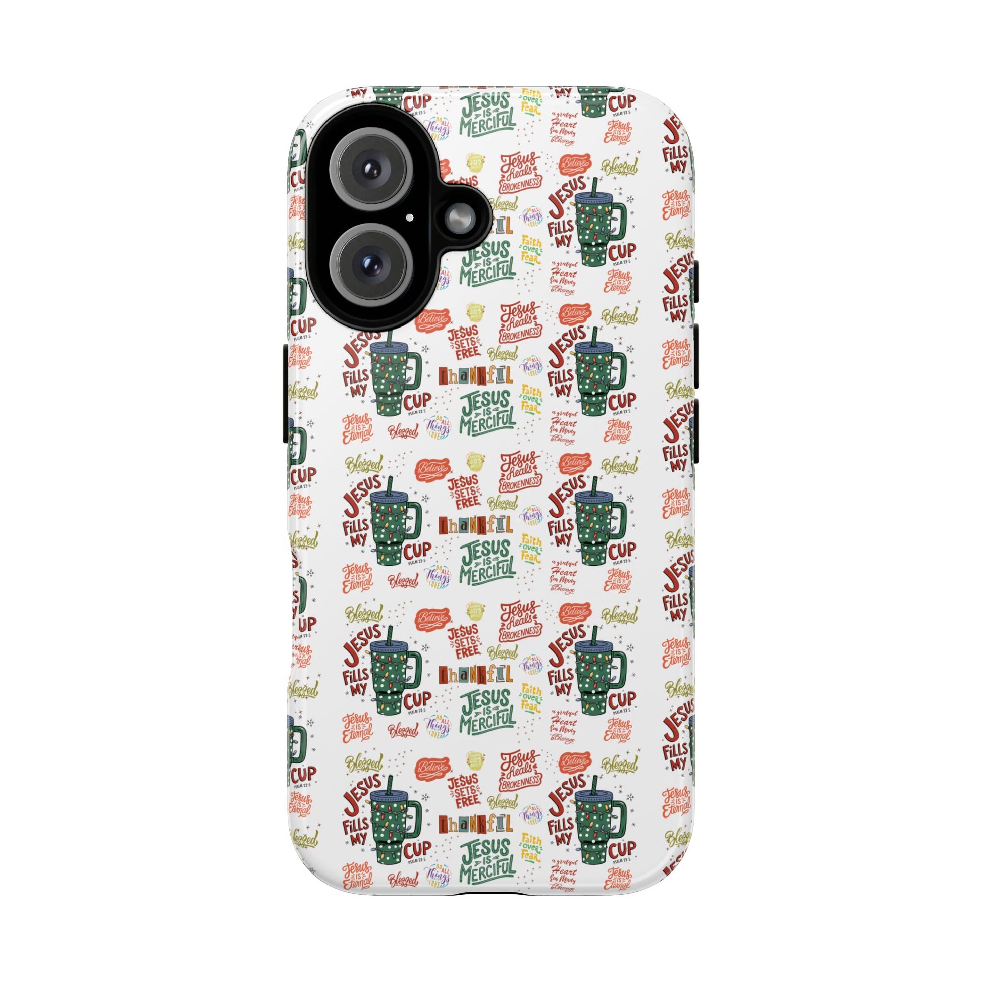 Jesus Fill My Cup Phone Case Cute Floral Design in Red, Pink, Blue – Aesthetic Protective Case for iPhone and  Android
