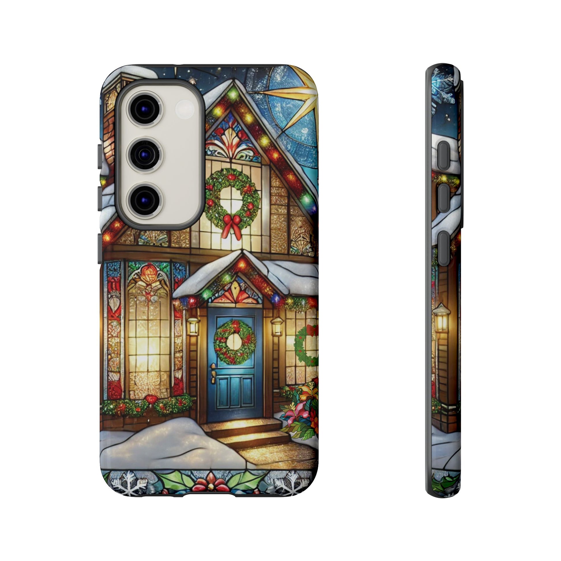 Stain Glass Christmas Phone Case Unique Holiday Protection for Your Device | Stylish & Durable Cover Gift for Her Phone 15, Samsung iPhone Samsung Accessory Gift for Her