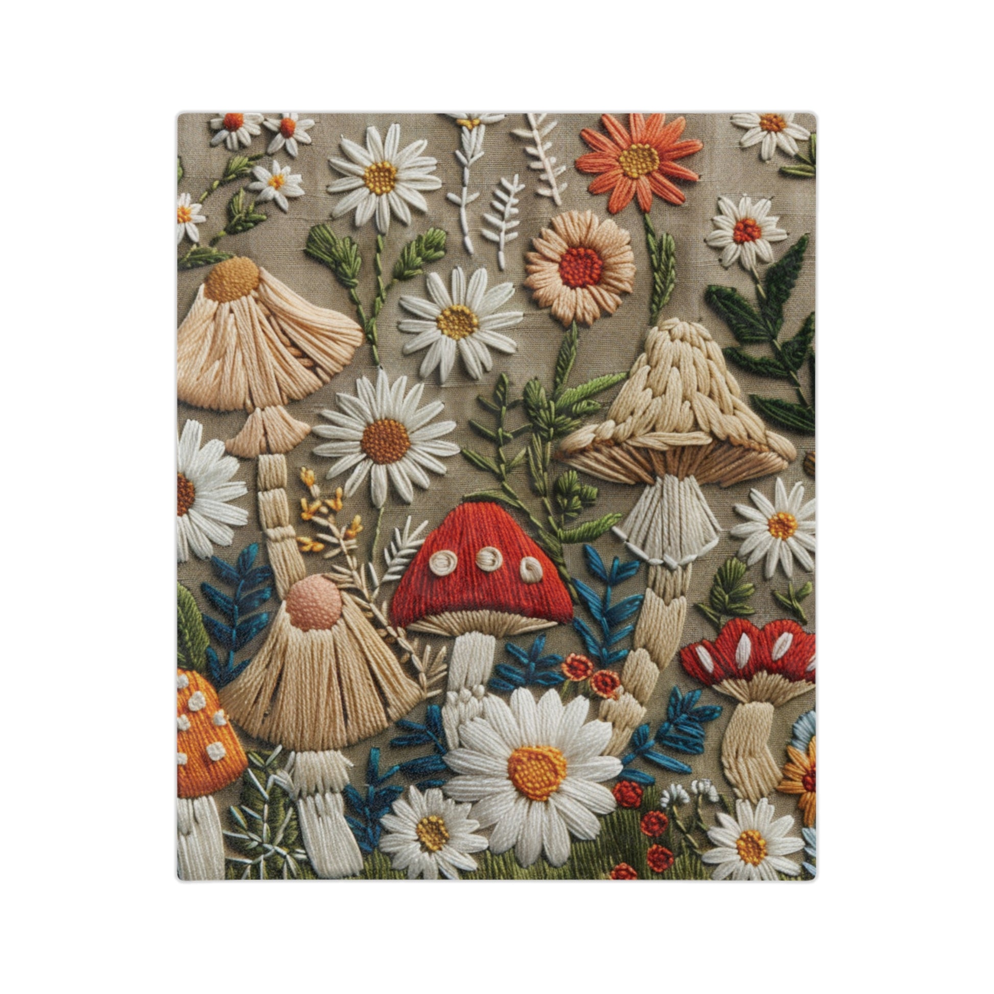 Mushroom Vintage floral Yellow Flower Throw Blanket – Cozy Soft Botanical Design for Bed, Couch, or Reading Nook, Perfect Gift for Nature Lovers & Home Refresh