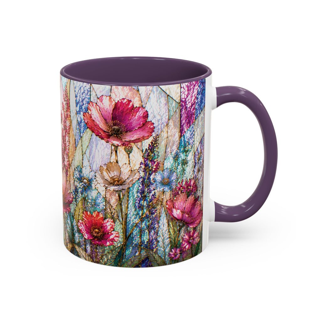 Wildflower Watercolor Coffee Mug Vibrant Wildflower Accent 11/15oz Stain Glass Illusion