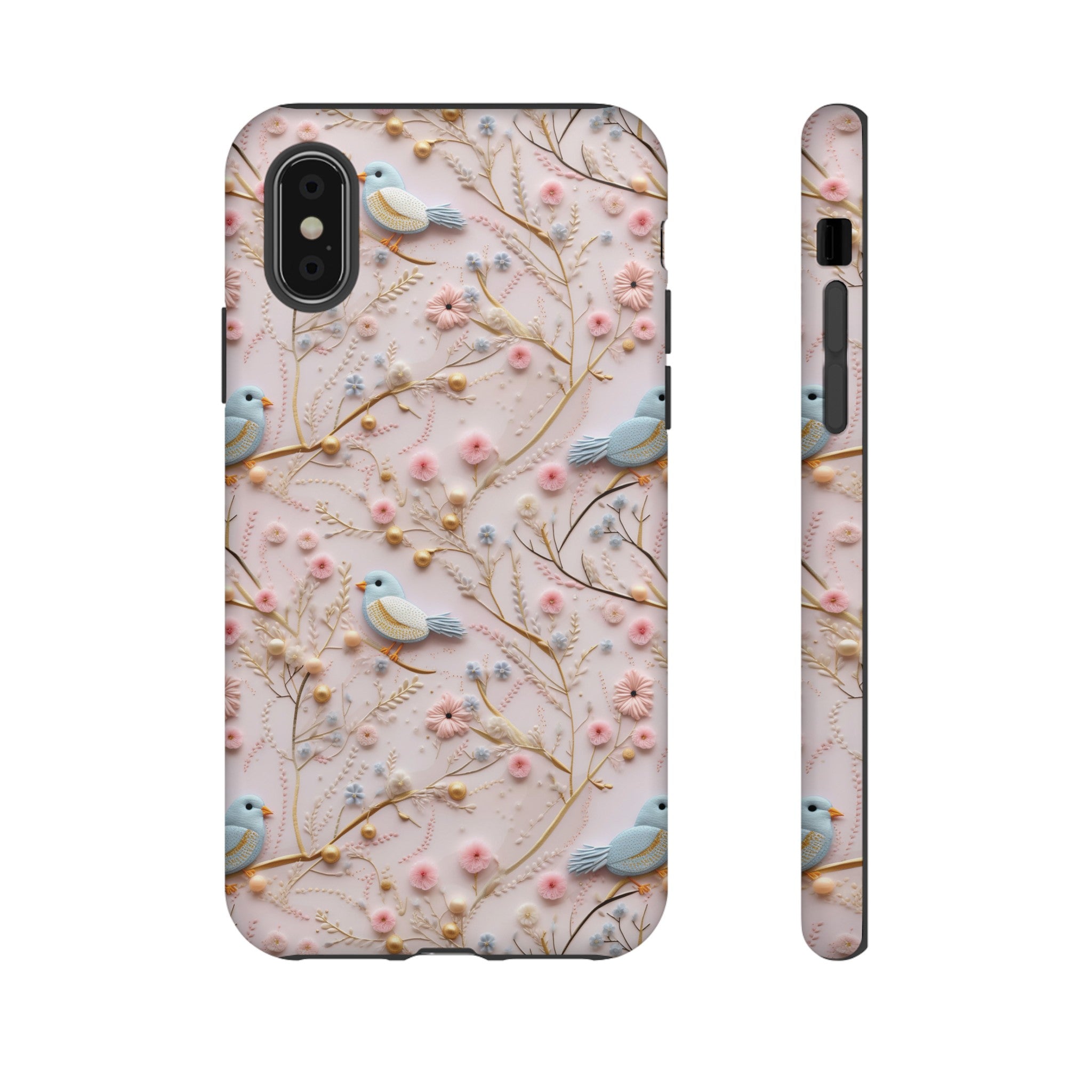 3D Birds Elegant Faux Flowers Phone Case Stylish & Durable for iPhone Samsung Gift iPhone 15, 14, 13 Samsung Pixel Gift for Mom Accessory Gift for Her