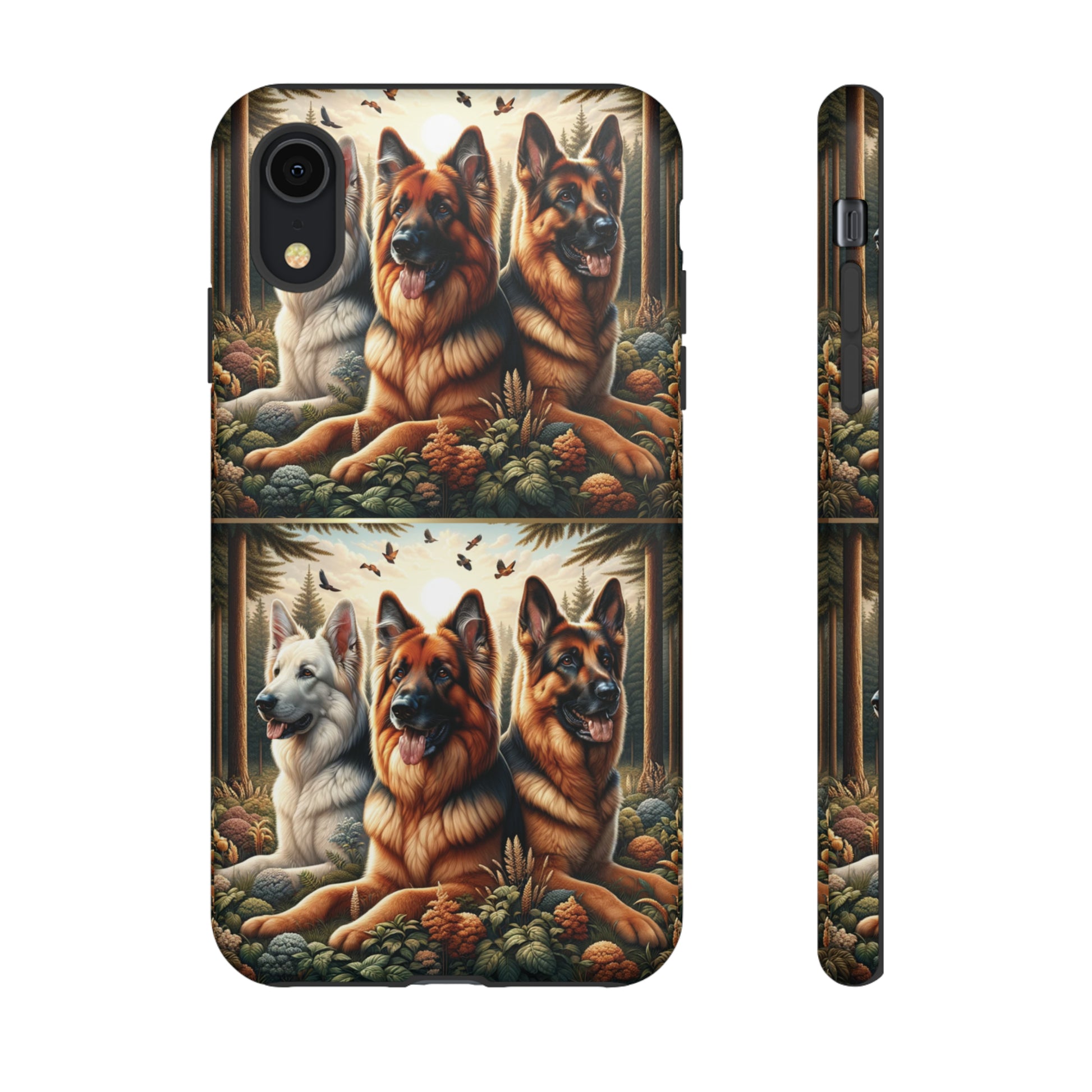 German Shepherd Phone Tough Case Floral Elegant Durable Dog Lover Devices iPhone 15, Samsung iPhone Samsung Accessory Gift for Her.