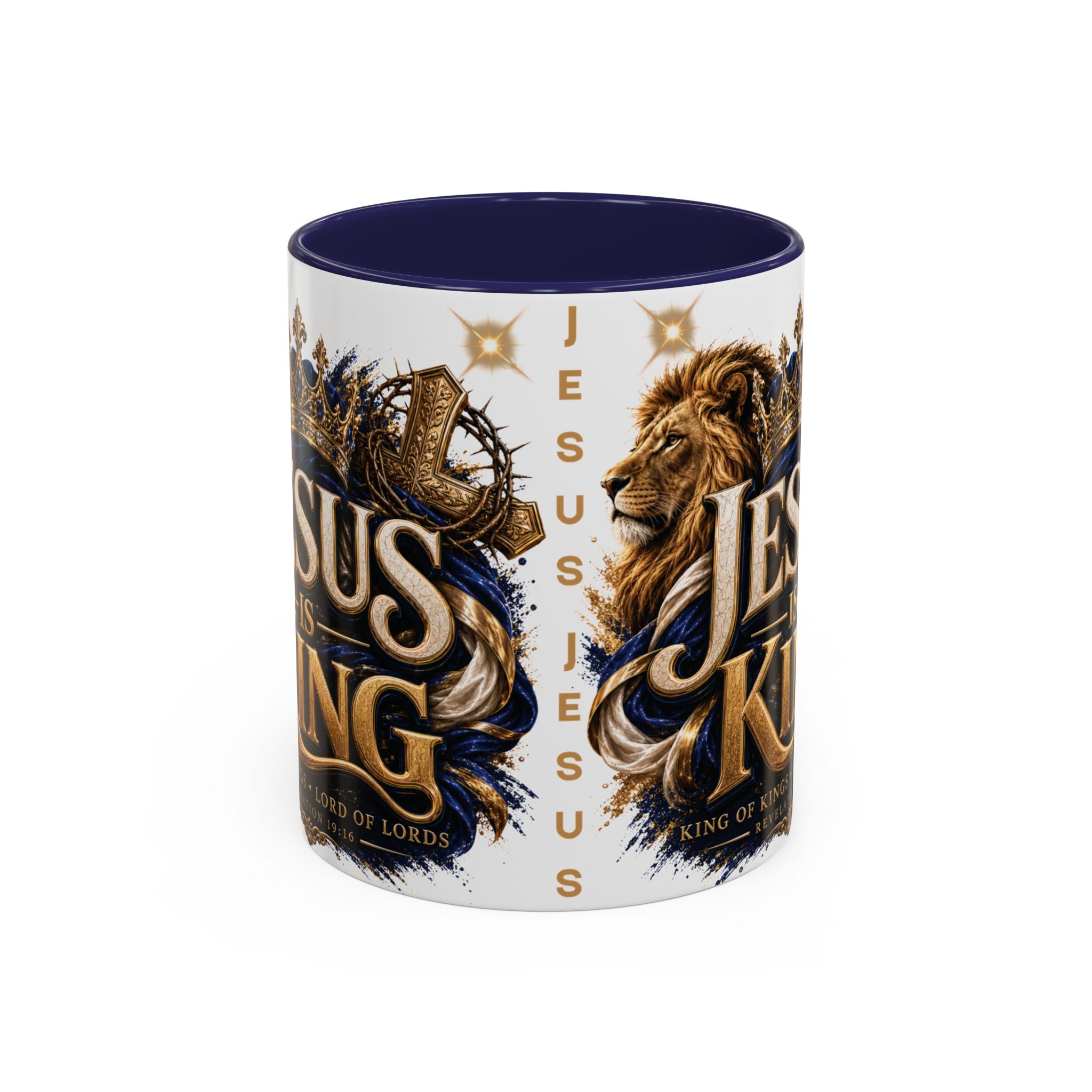 Jesus Is King Coffee Mug Christian Faith Accent Mug (11/15oz) Gift for Dad Mom