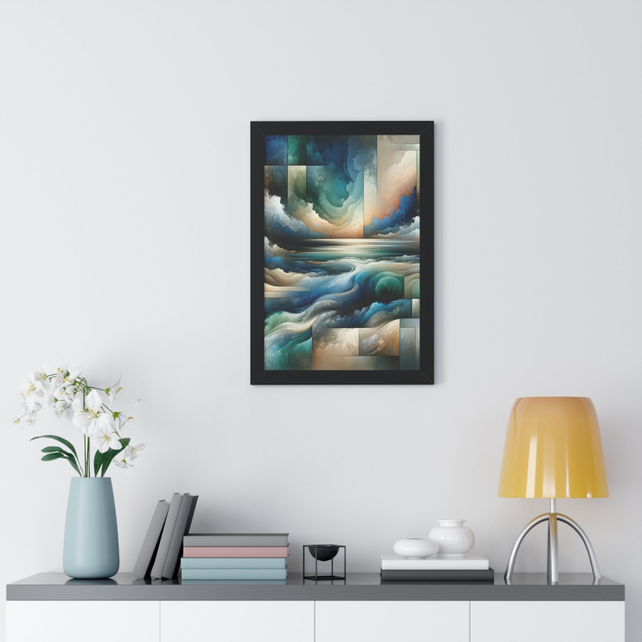Contemporary Elegance Abstract Modern Art Framed Canvas Print Wall Classic Encased in Black, White, or Walnut Frames with Durable Acrylic Protection Ready to Hang Timelessly Crafted..