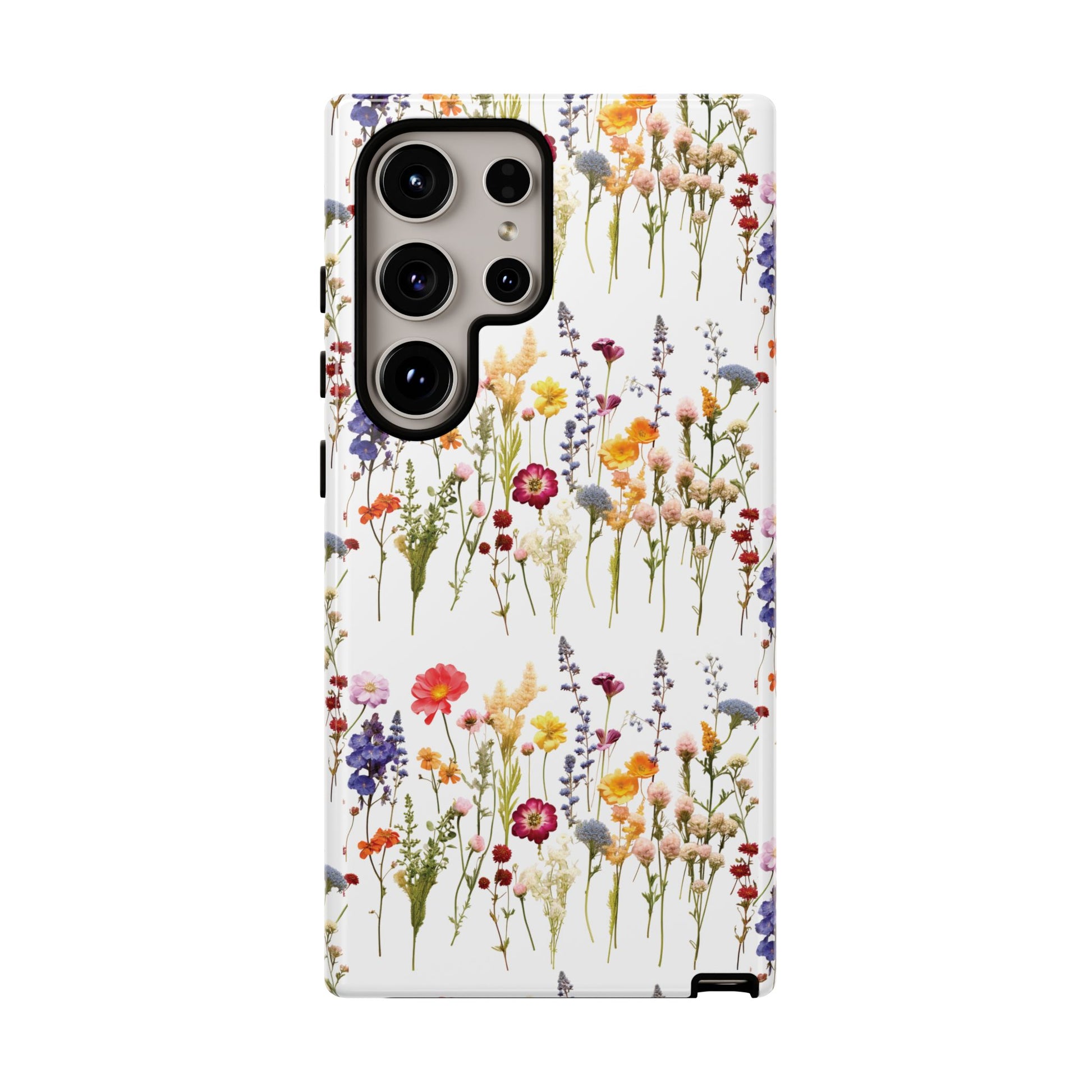White Best Phone Case Press Flowers Floral 3D Illusion Luxury Tough Case Floral Elegant Durable Stylish for Modern Devices iPhone 17, 16, 15, Samsung iPhone Samsung Accessory Gift for Her