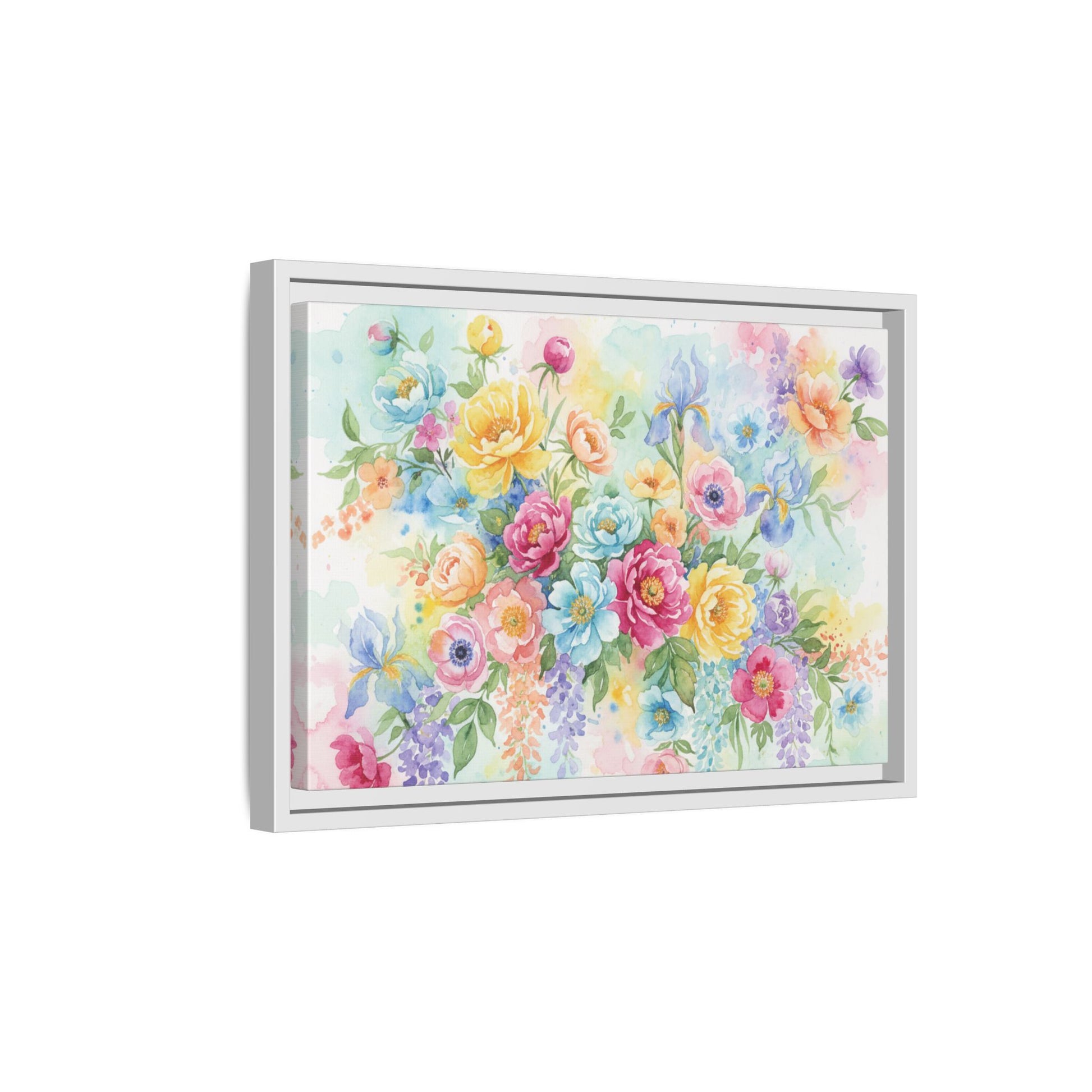 Watercolor Floral Bouquet Canvas, Framed Matte Wall Art | Multi-Color Wall Art