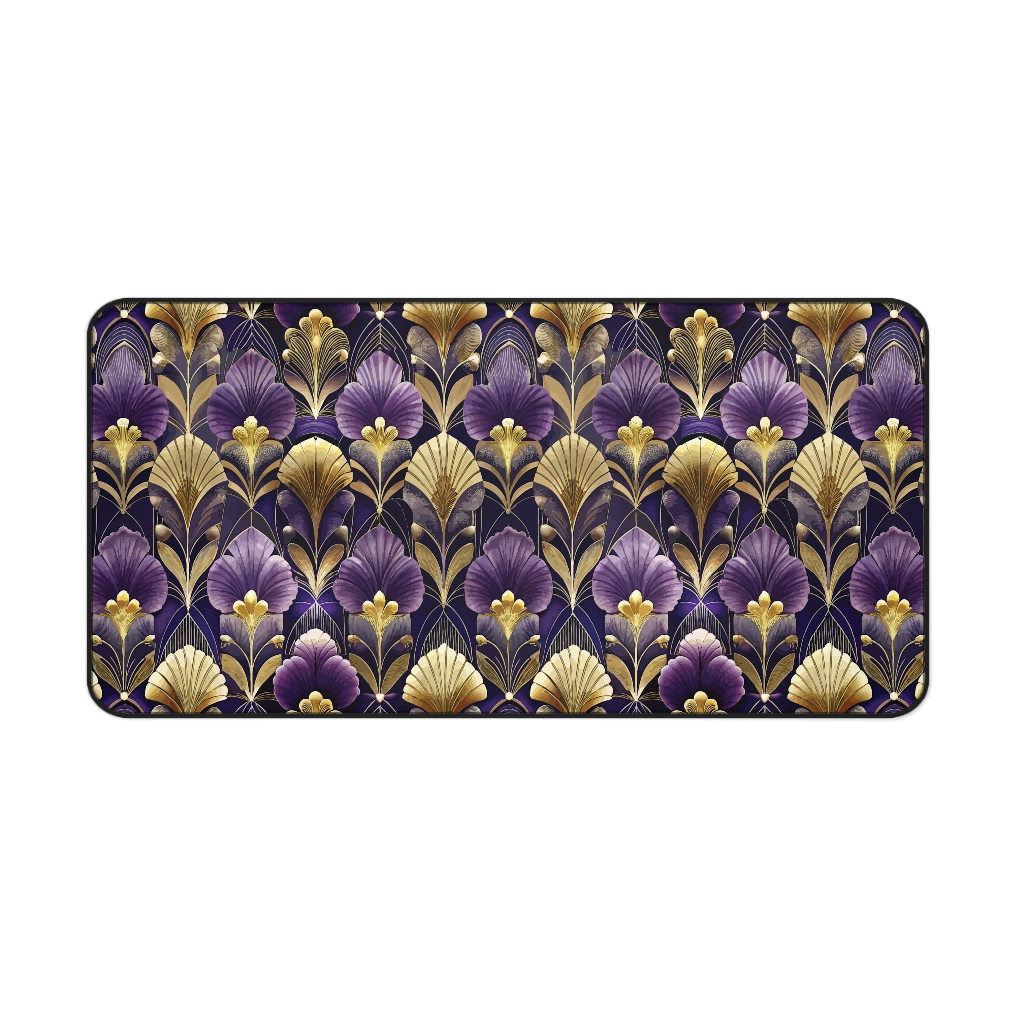 Art Deco Purple & Gold Desk Mat — Royal Decorative Desk Pad
