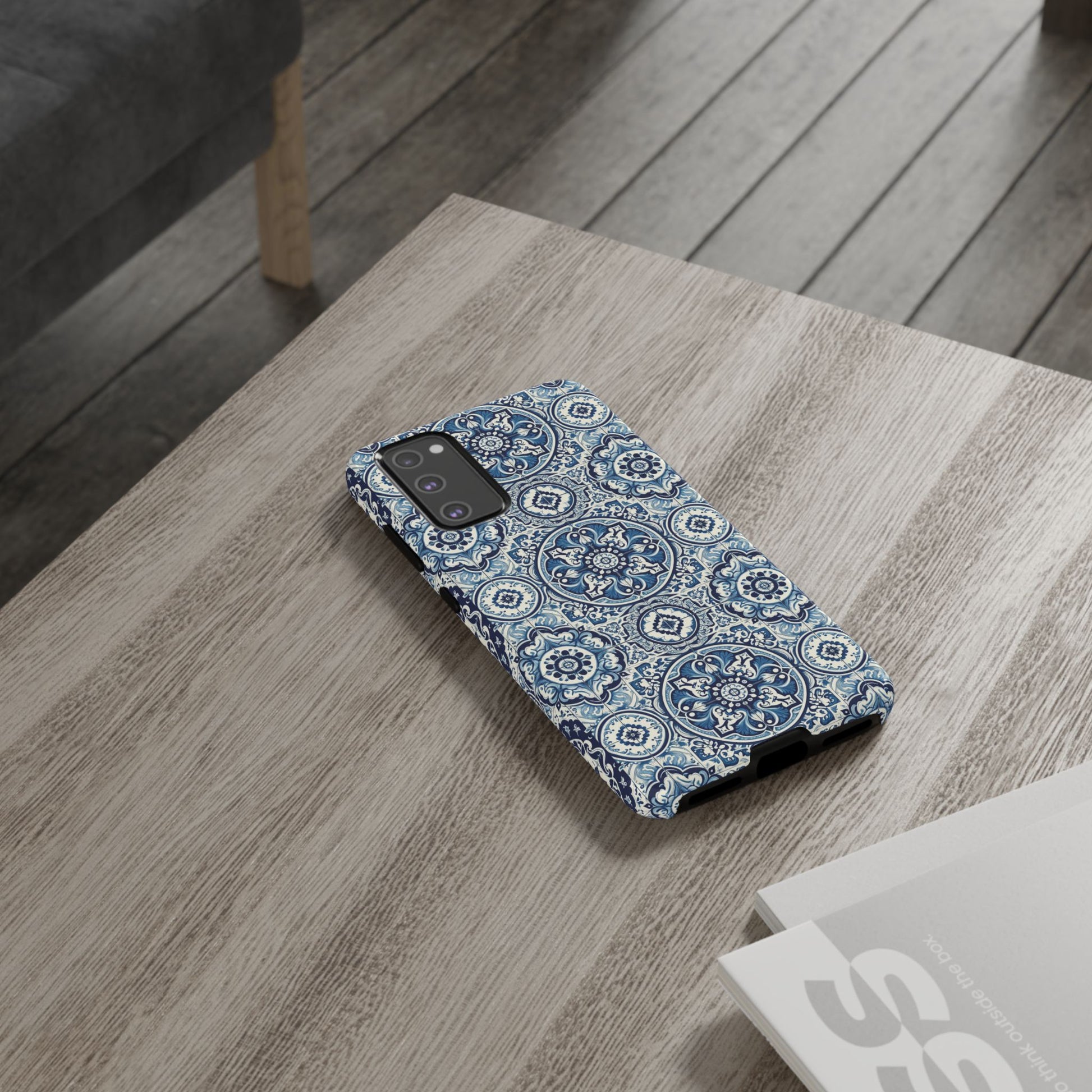 Azulejo Tile Phone Case Elegant Mediterranean Blue Porcelain Design iPhone 17, 16, 15, Samsung iPhone Samsung Accessory Gift for Her