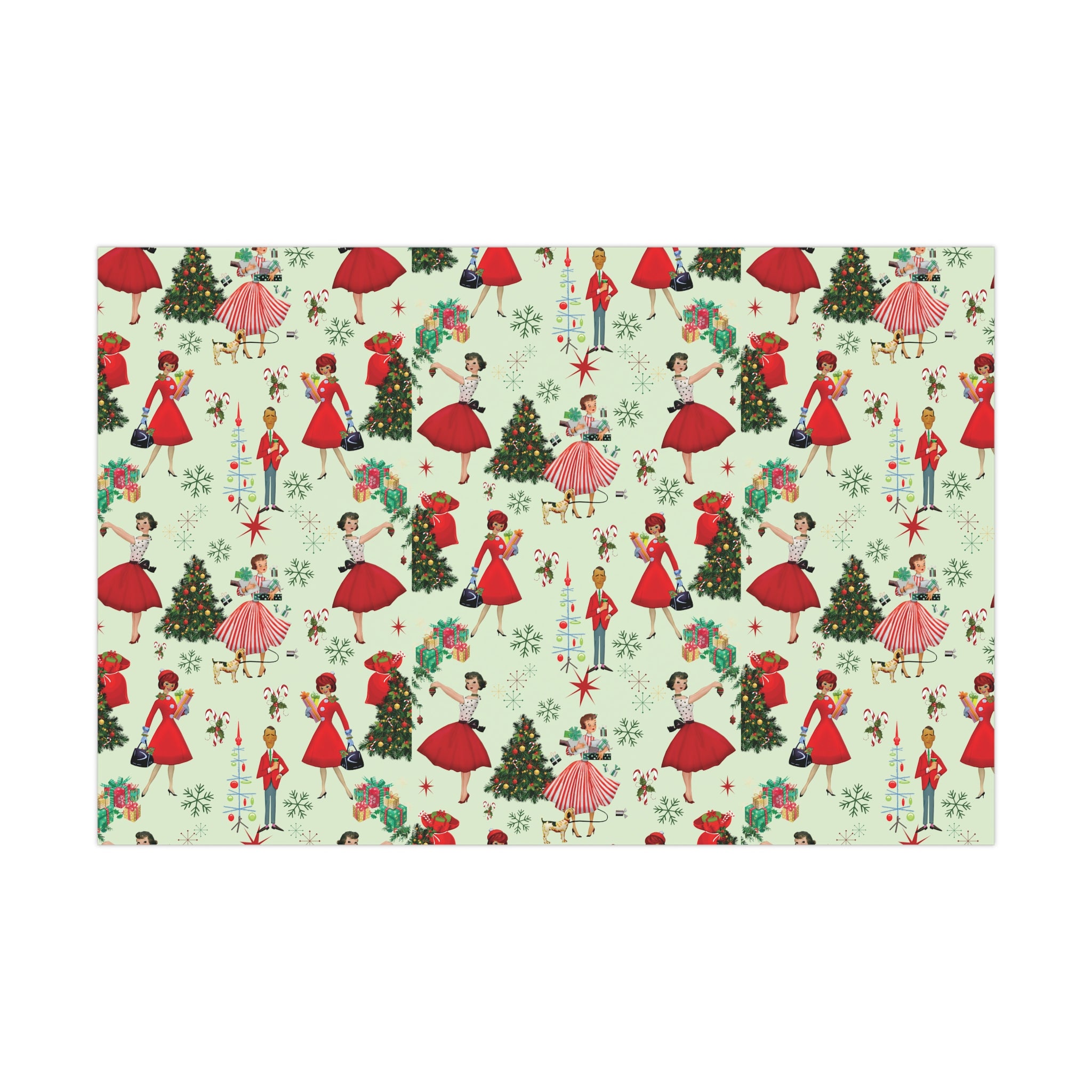 Vintage 50s Retro Christmas Wrapping Paper | Classic Holiday Designs | Nostalgic Gift Wrap | Mid-Century Holiday Patterns | Unique Retro Christmas Decorations | Festive Retro Style Christmas - MRSBYVALLE