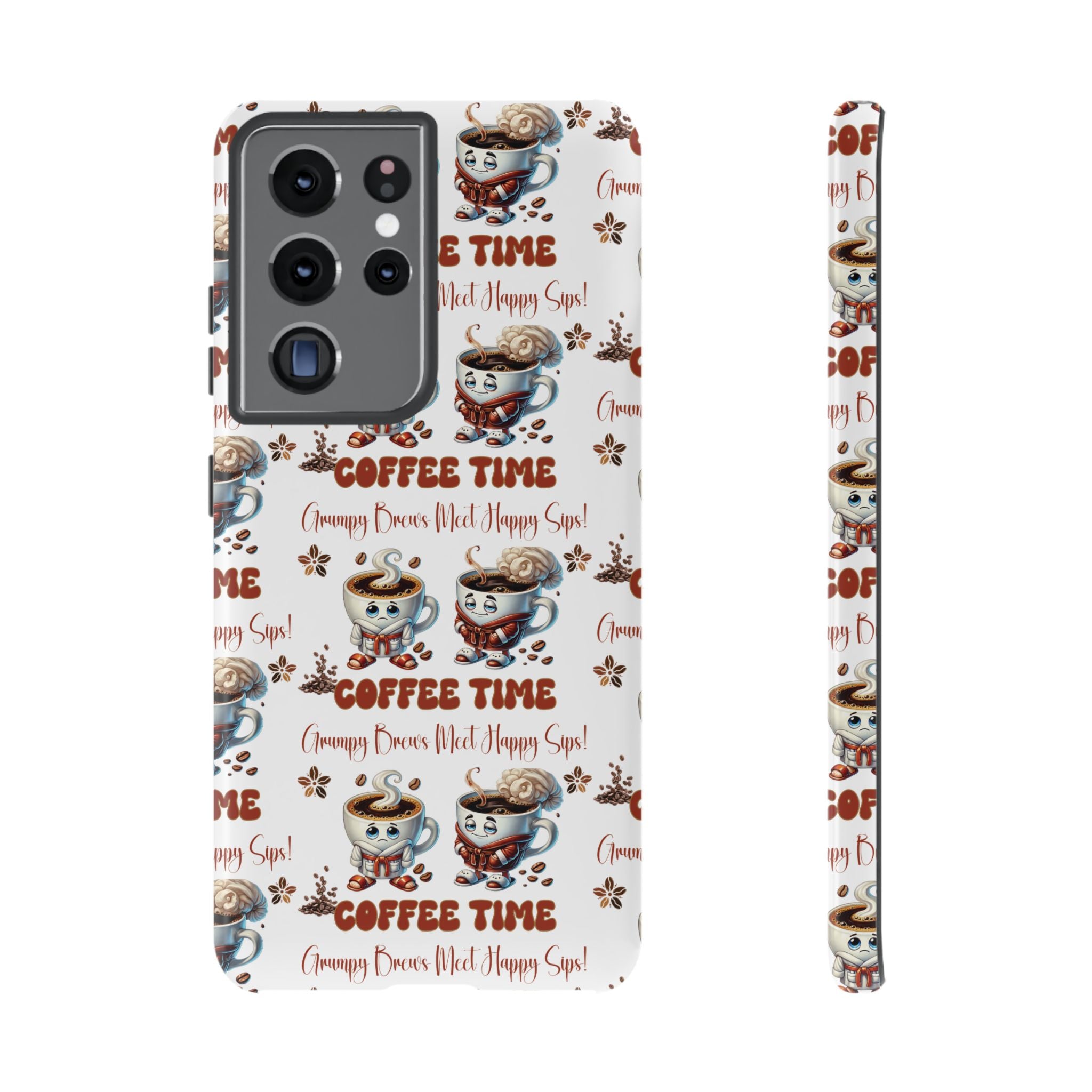 Grumpy Brews Meet Happy Sips Phone Case Compatible with iPhone, Samsung & Pixel | Fun, Durable Protection for Coffee Lovers | Unique Design, Shockproof & Scratch-Resistant Perfect for Coffee Lover - MRSBYVALLE