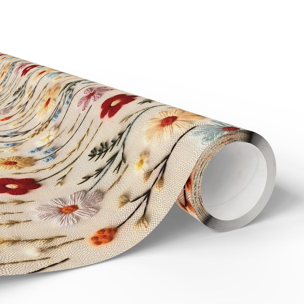 BOHO 3D Illusion Wildflowers Gift Wrap it's Perfect for Weddings, Bridal and Baby Showers Eco-Friendly, Vibrant Design in Matte Satin, All Occasion