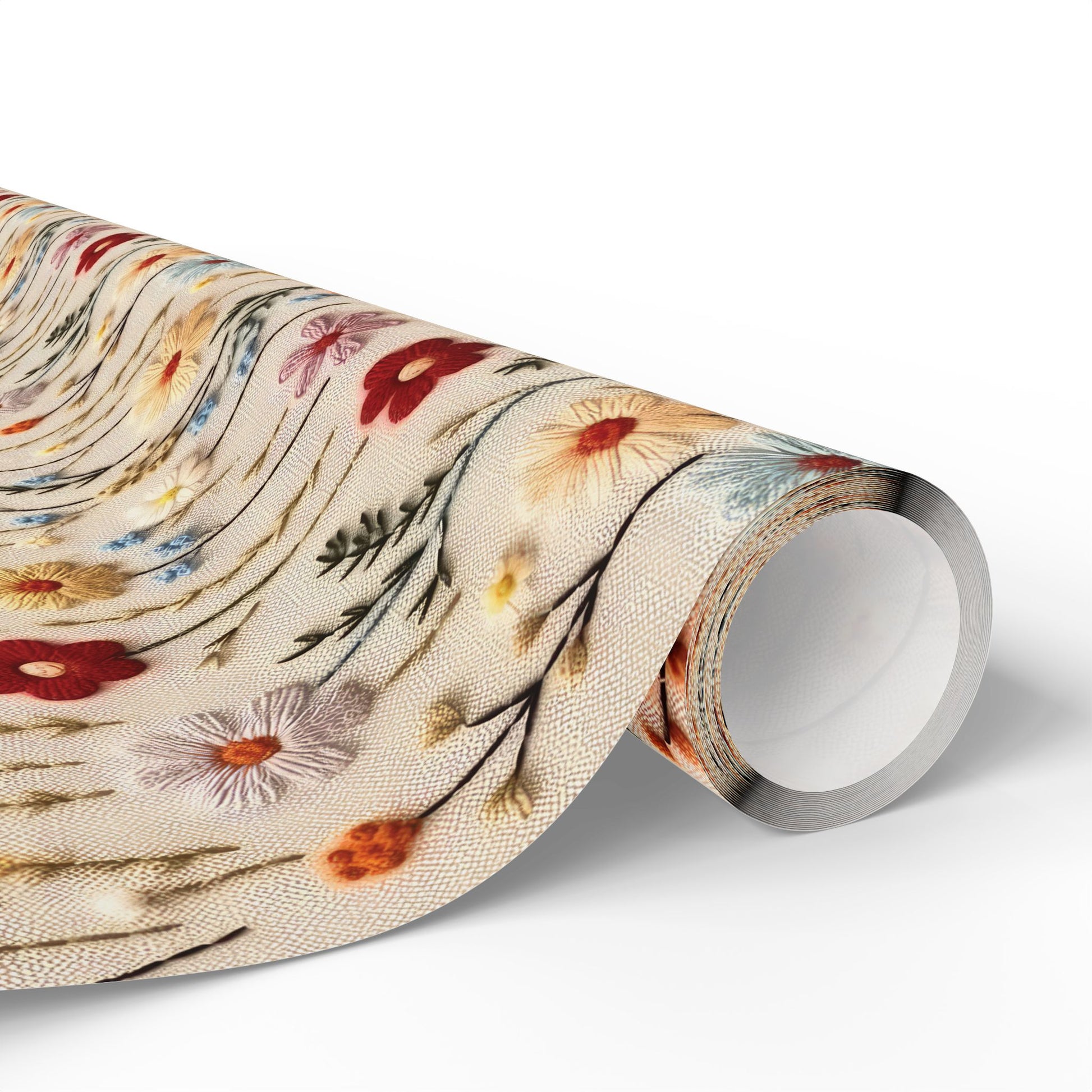 BOHO 3D Illusion Wildflowers Gift Wrap it's Perfect for Weddings, Bridal and Baby Showers Eco-Friendly, Vibrant Design in Matte Satin, All Occasion