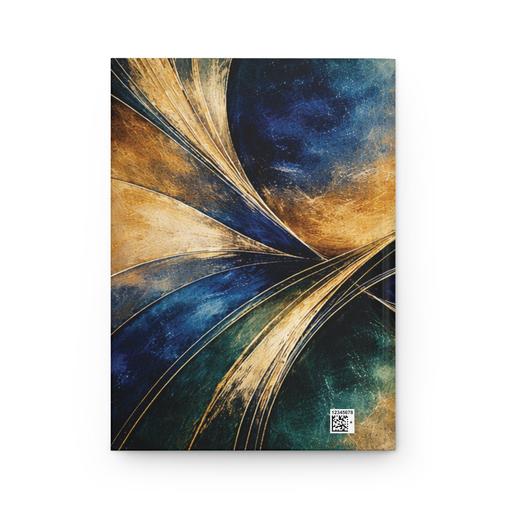 Gilded Convergence Blue & Gold Hardcover Journal — Luxe NeoDeco Design
