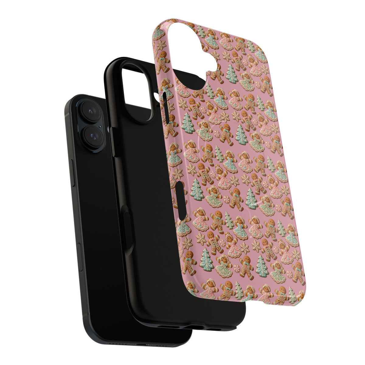 Phone Case — Pink Gingerbread Cookies Pattern Tough Magnetic Case