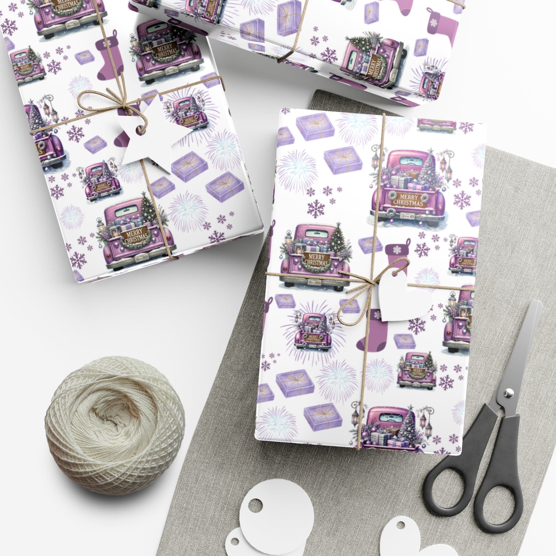 Elegant Lavender Christmas Wrapping Paper Soft Pastel Design with Snowflakes and Sparkling Accents, Perfect for Adding a Unique Touch to Your Holiday Gifts - MRSBYVALLE