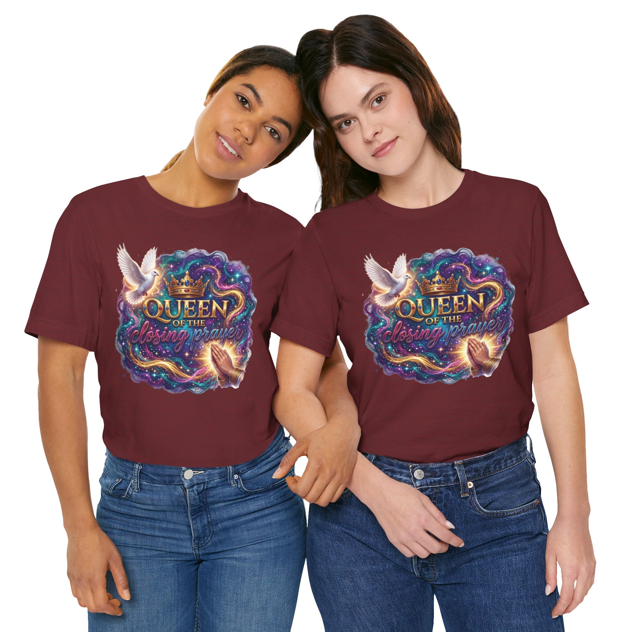 Queen of the Closing Prayer Christian T-Shirt | Funny Church Shirt for Women | Faith-Based Graphic Tee