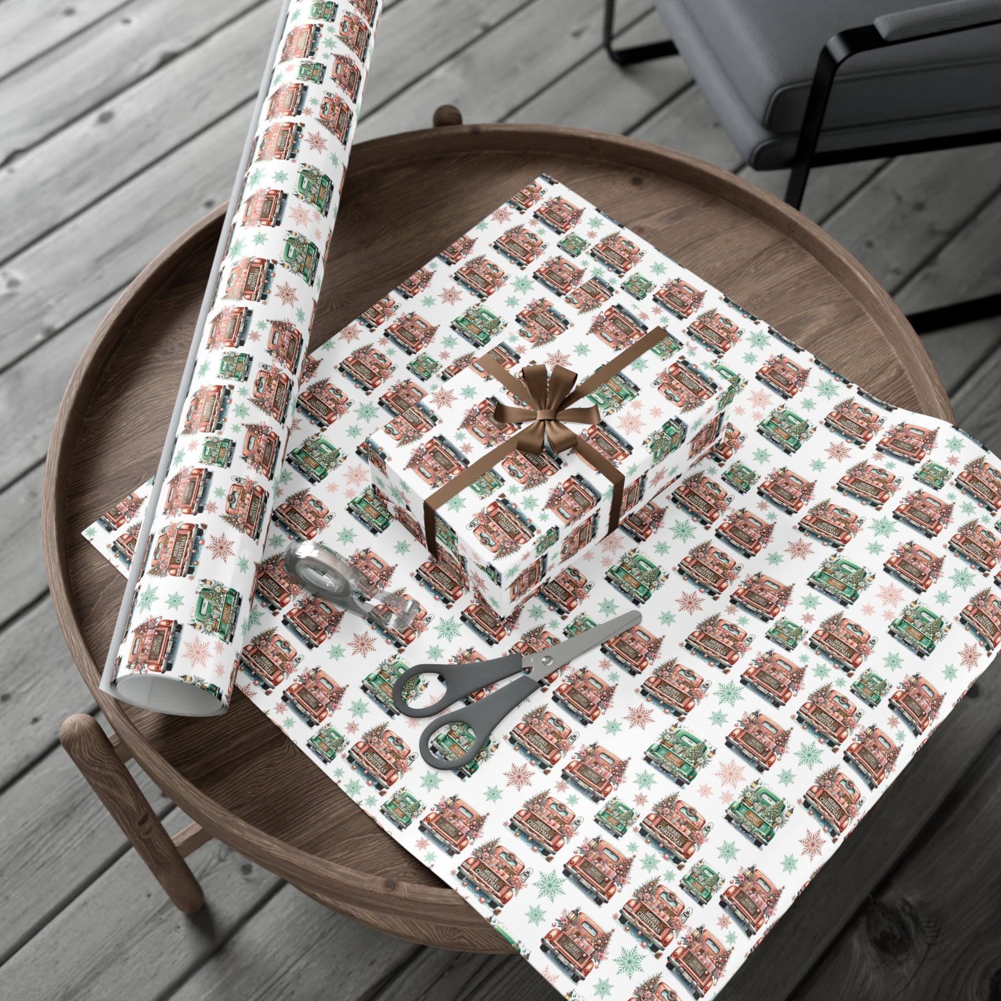 Charming Pink & Mint Green Christmas Pickup Gift Wrap Paper – Festive and Unique Holiday Wrapping, Perfect for Adding a Playful Touch to Your Gifts - MRSBYVALLE