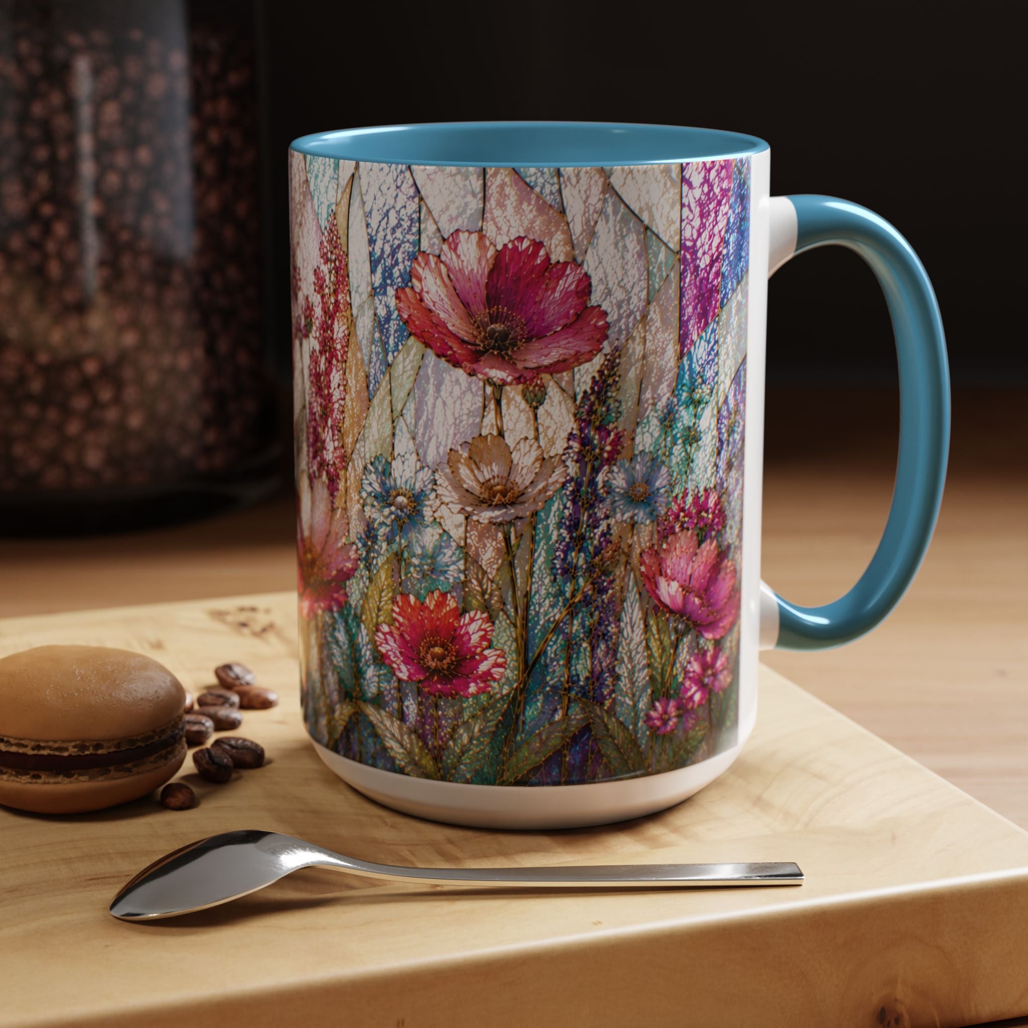 Wildflower Watercolor Coffee Mug Vibrant Wildflower Accent 11/15oz Stain Glass Illusion