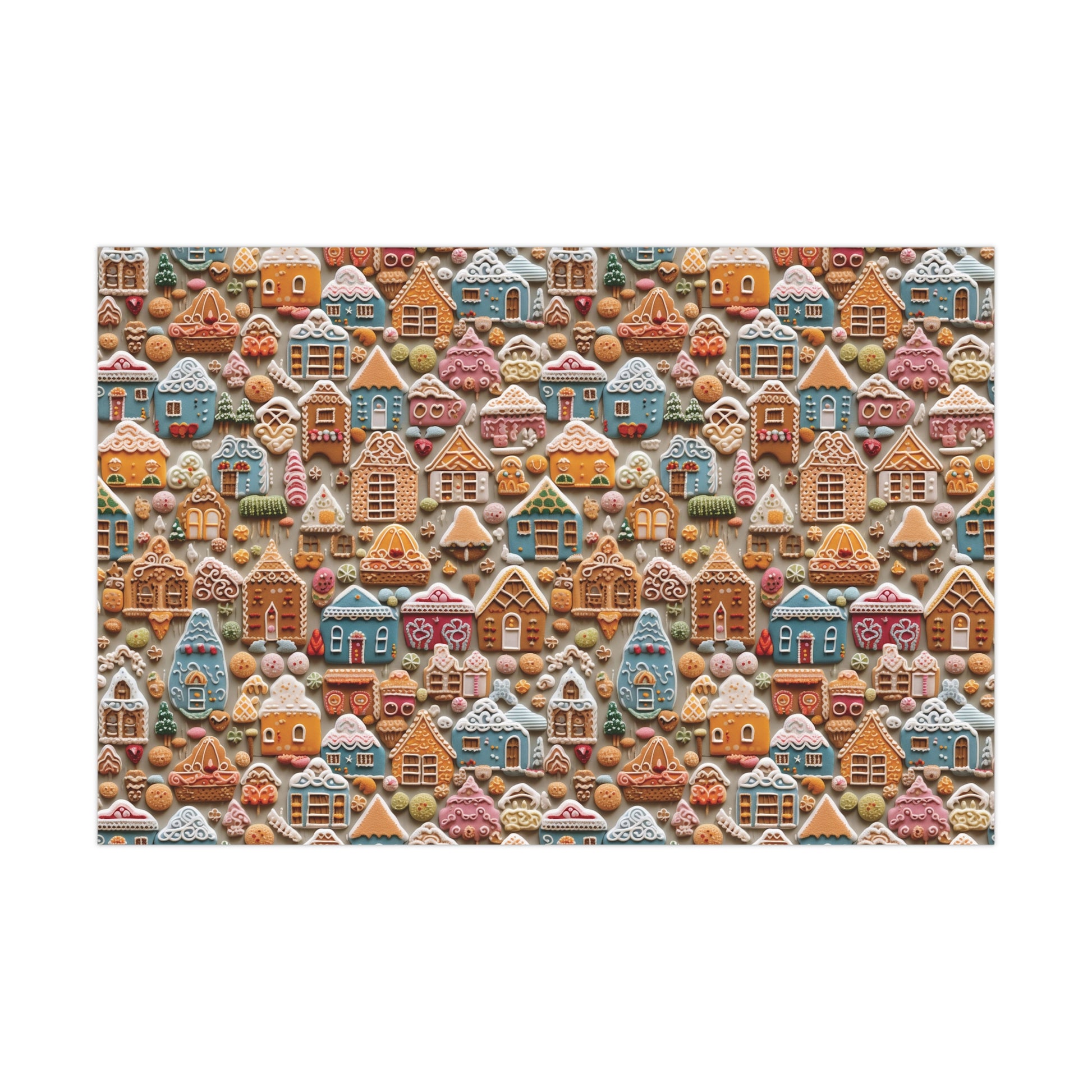 Colorful Gingerbread House Wrapping Paper - Festive Holiday Design, Premium Quality, 100% Recyclable, Perfect for Christmas Gifts and Special Occasions - MRSBYVALLE