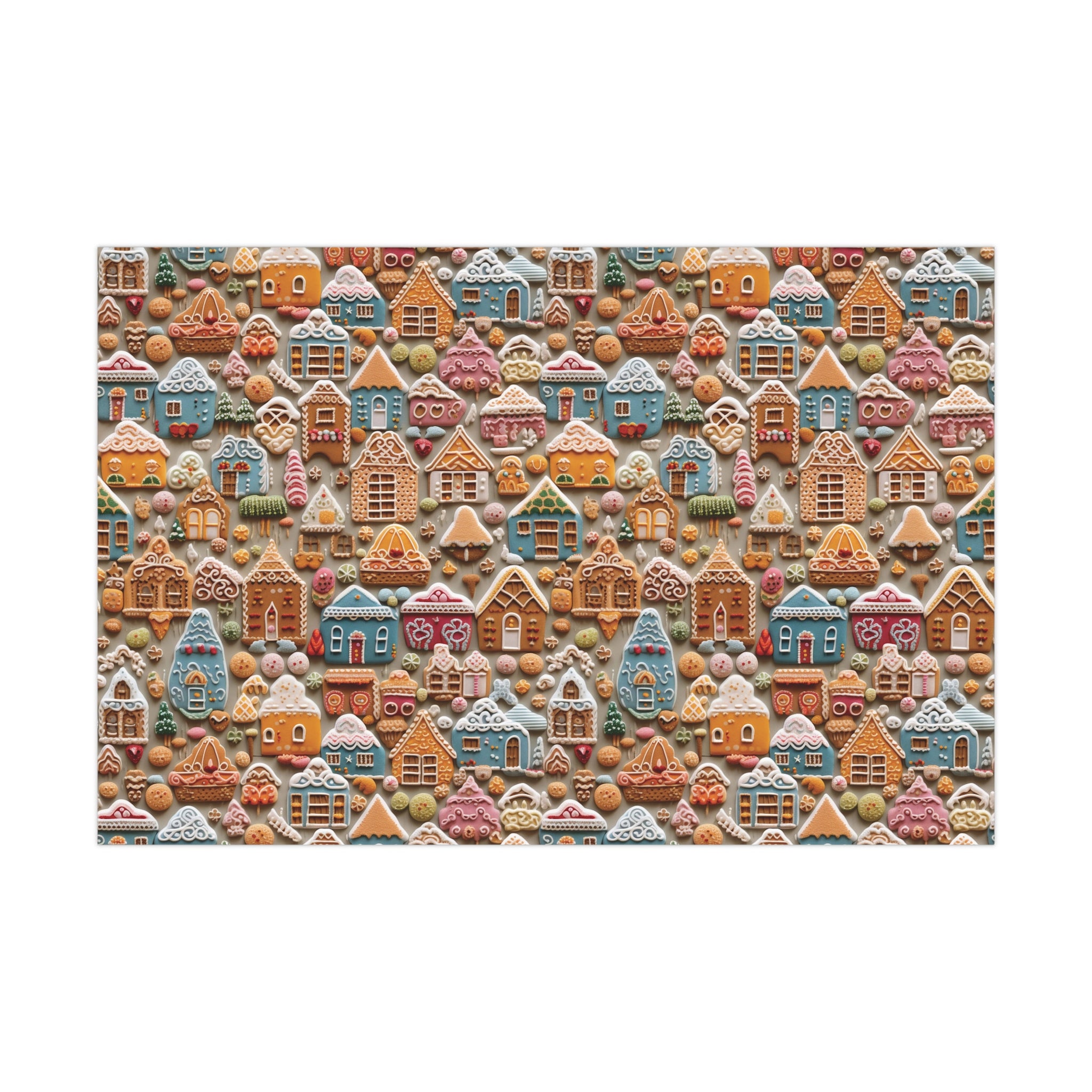 Colorful Gingerbread House Wrapping Paper - Festive Holiday Design, Premium Quality, 100% Recyclable, Perfect for Christmas Gifts and Special Occasions - MRSBYVALLE