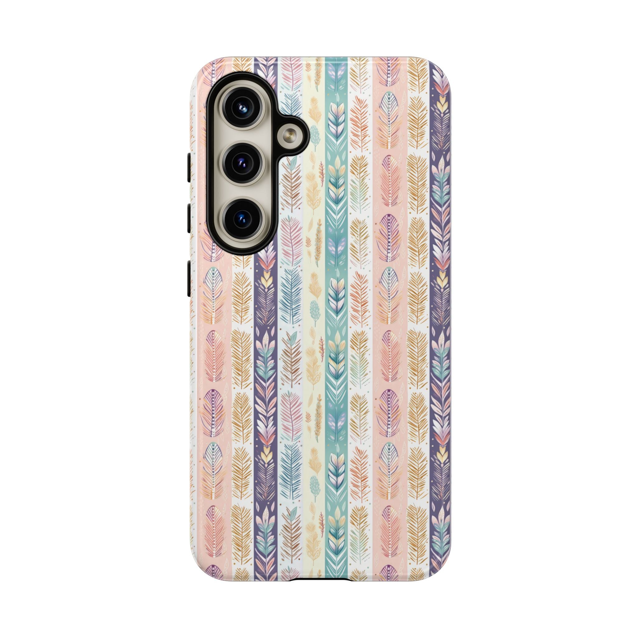 Boho Pastel Feathers Modern Watercolor Abstract Phone Case Compatible with iPhone, Samsung & More - Stylish, Durable Protection with Vibrant Artistic Design Perfect Gift for Her