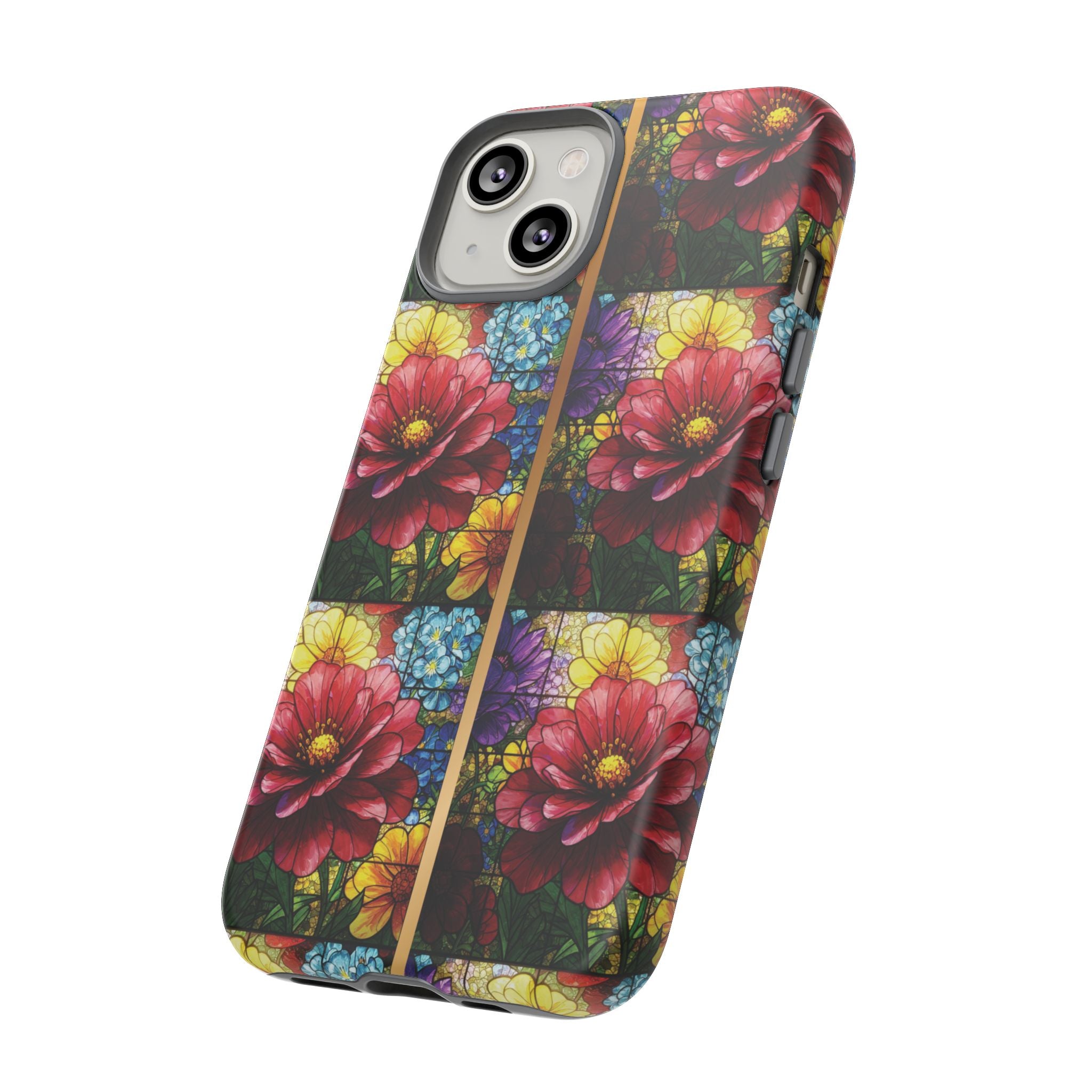 Stained Glass Illusion Floral Phone Case  3D Colorful Flower Design, Protective Christian Gift, Fits iPhone, Samsung, Google Pixel