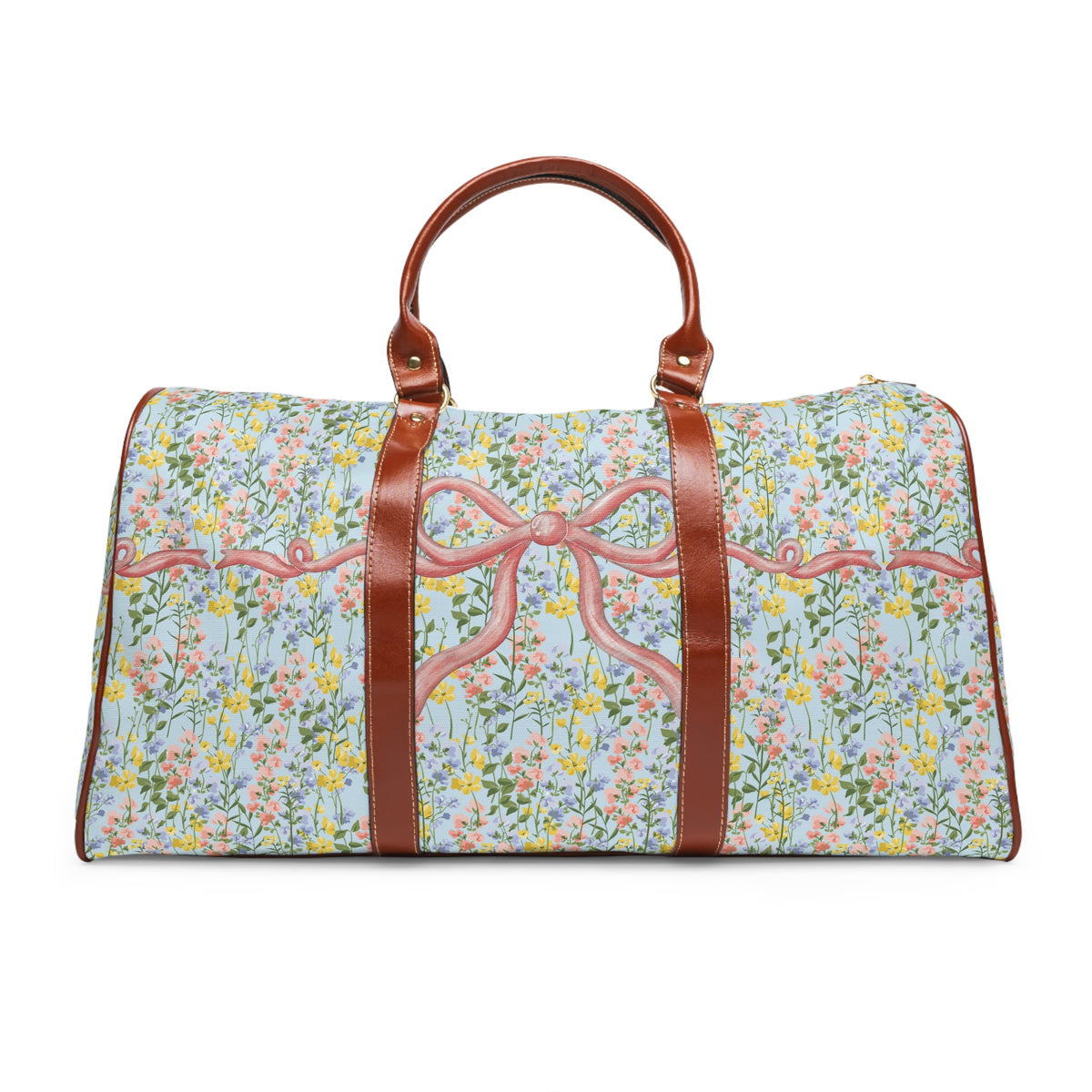 Sac de Voyage Imperméable à Fleurs Roses et Nœuds Roses et Bleu Glacier, Idéal Comme Cadeau