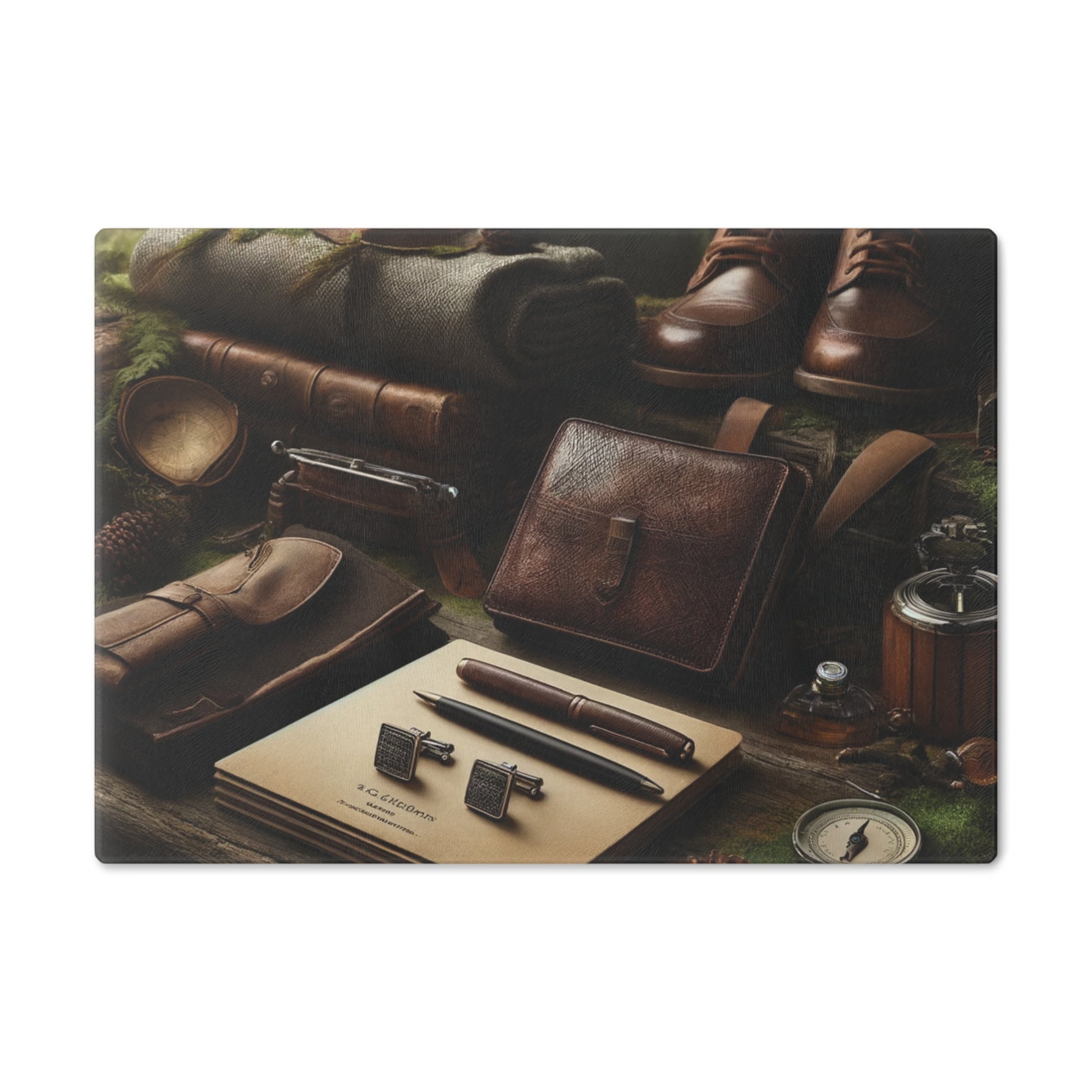 Rugged Outdoorsman Glass Cutting Board Durable Kitchen Essential with Masculine Wilderness Design Tempered Glass Cutting Board Durable Kitchen Decor Housewarming, New House Gift - MRSBYVALLE