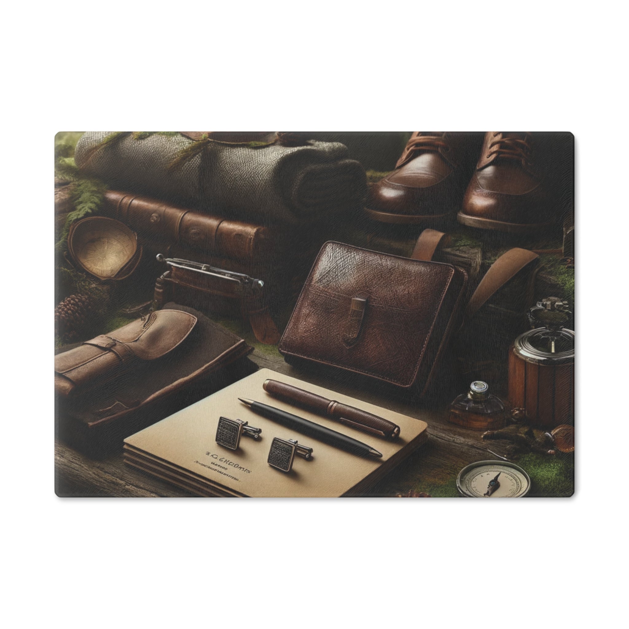Rugged Outdoorsman Glass Cutting Board Durable Kitchen Essential with Masculine Wilderness Design Tempered Glass Cutting Board Durable Kitchen Decor Housewarming, New House Gift - MRSBYVALLE